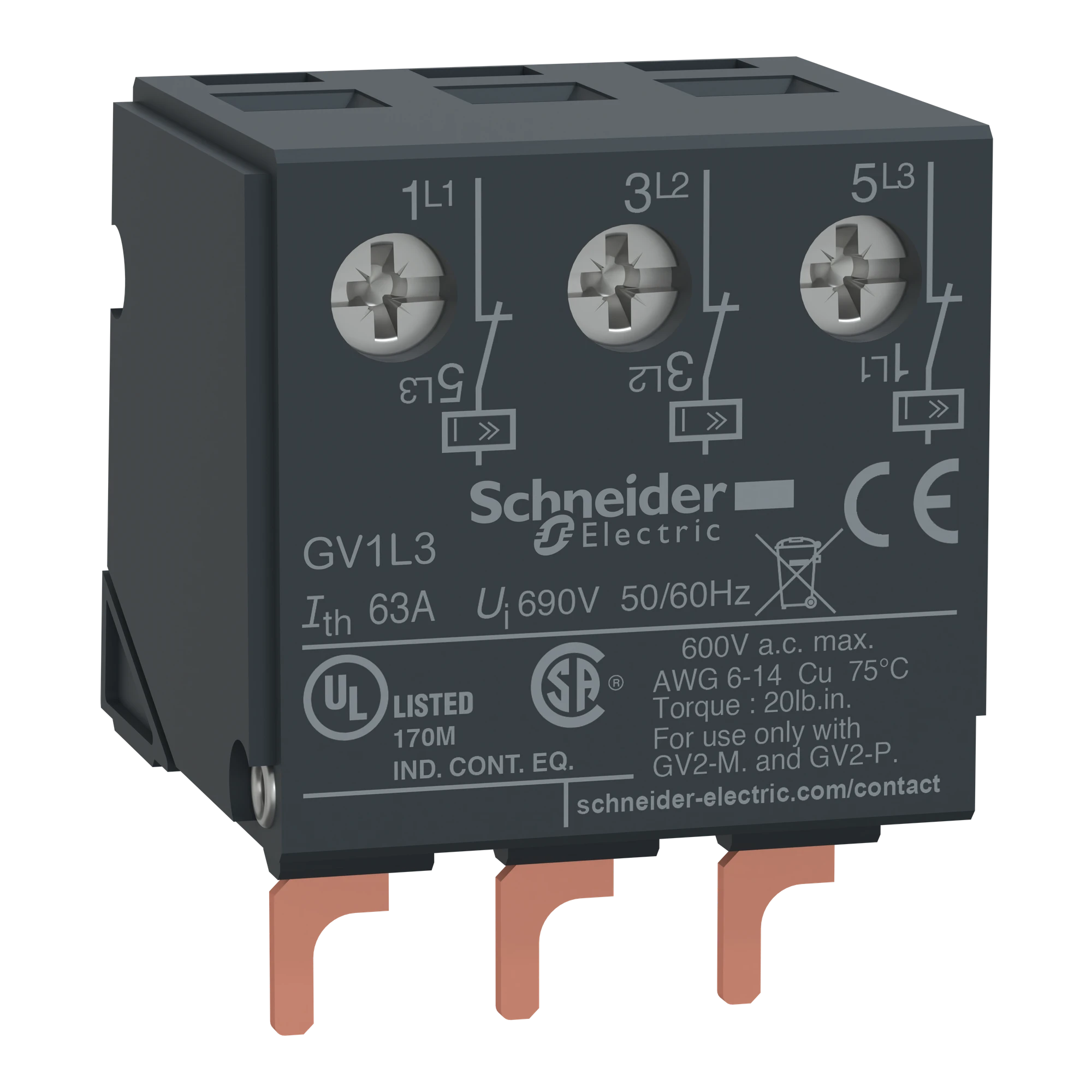 Schneider Electric GV1L3 Fault Current Limiter 63A, for Motor Protection Switch GV2, Top (img_001) Schneider Electric GV1L3 Fault Current Limiter 63A, for Motor Protection Switch GV2, Top (img_001)