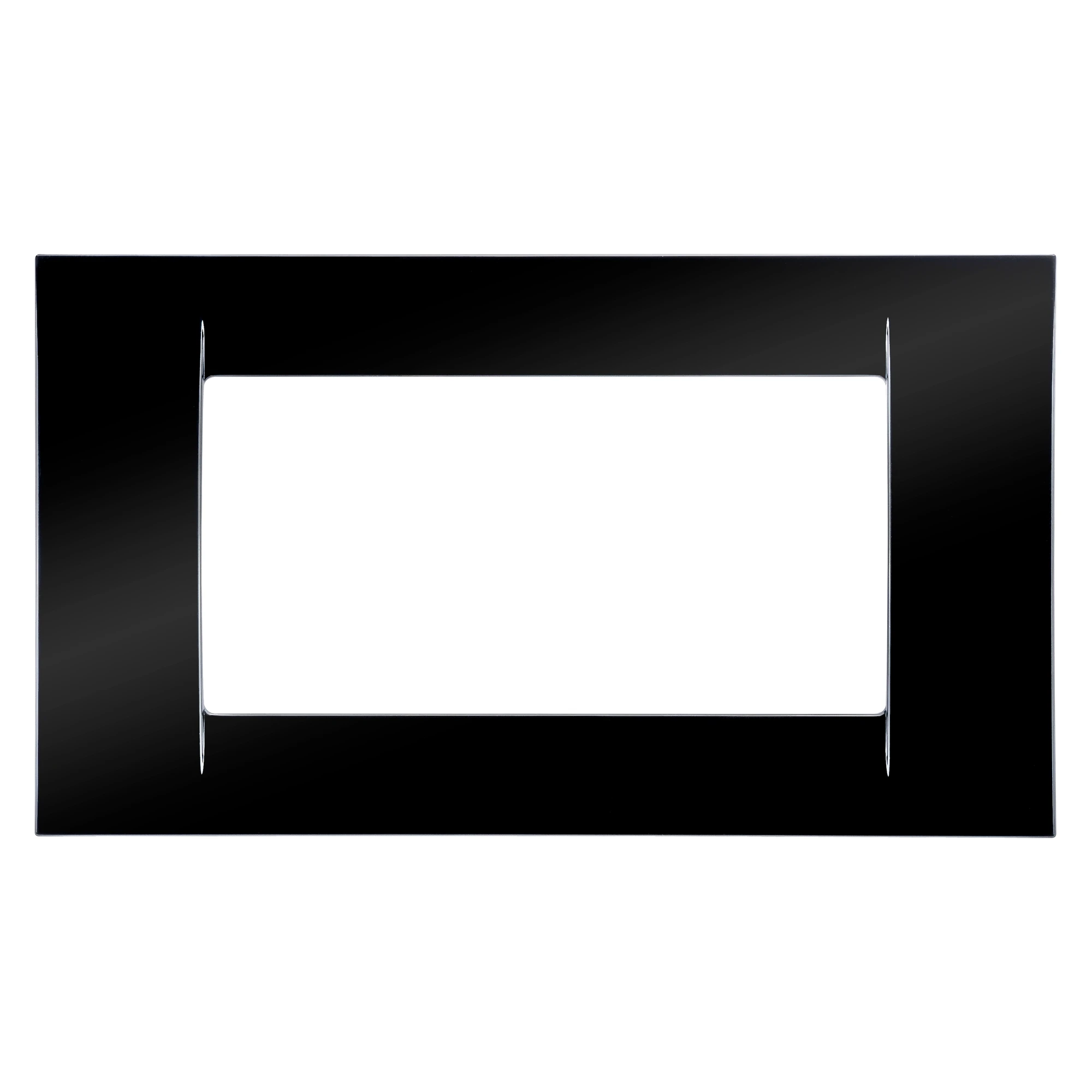 GEWISS GW22114 VIRNA PLATE - IN TECHNOPOLYMER GLOSS FINISHING - 4 GANG - TONER BLACK - SYSTEM (img_001)