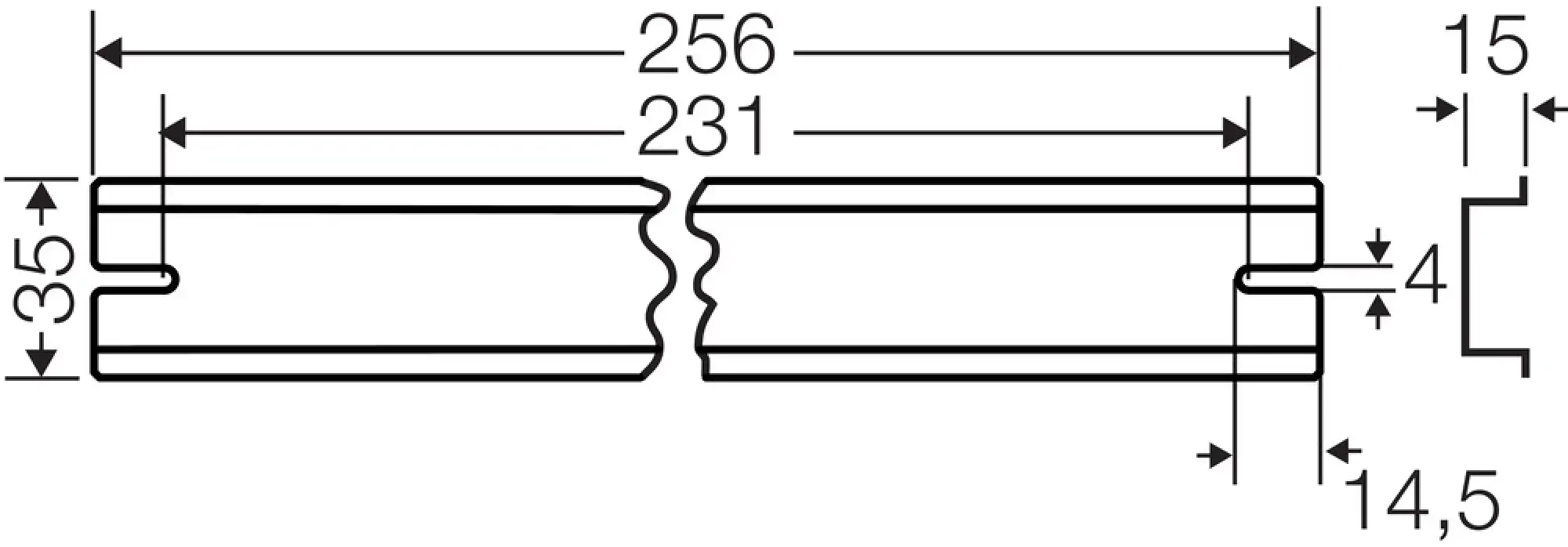 Hensel 62000128 Tragschiene 256 mm, für DK / KF / EB 35..... DK TS 35 (img_003)