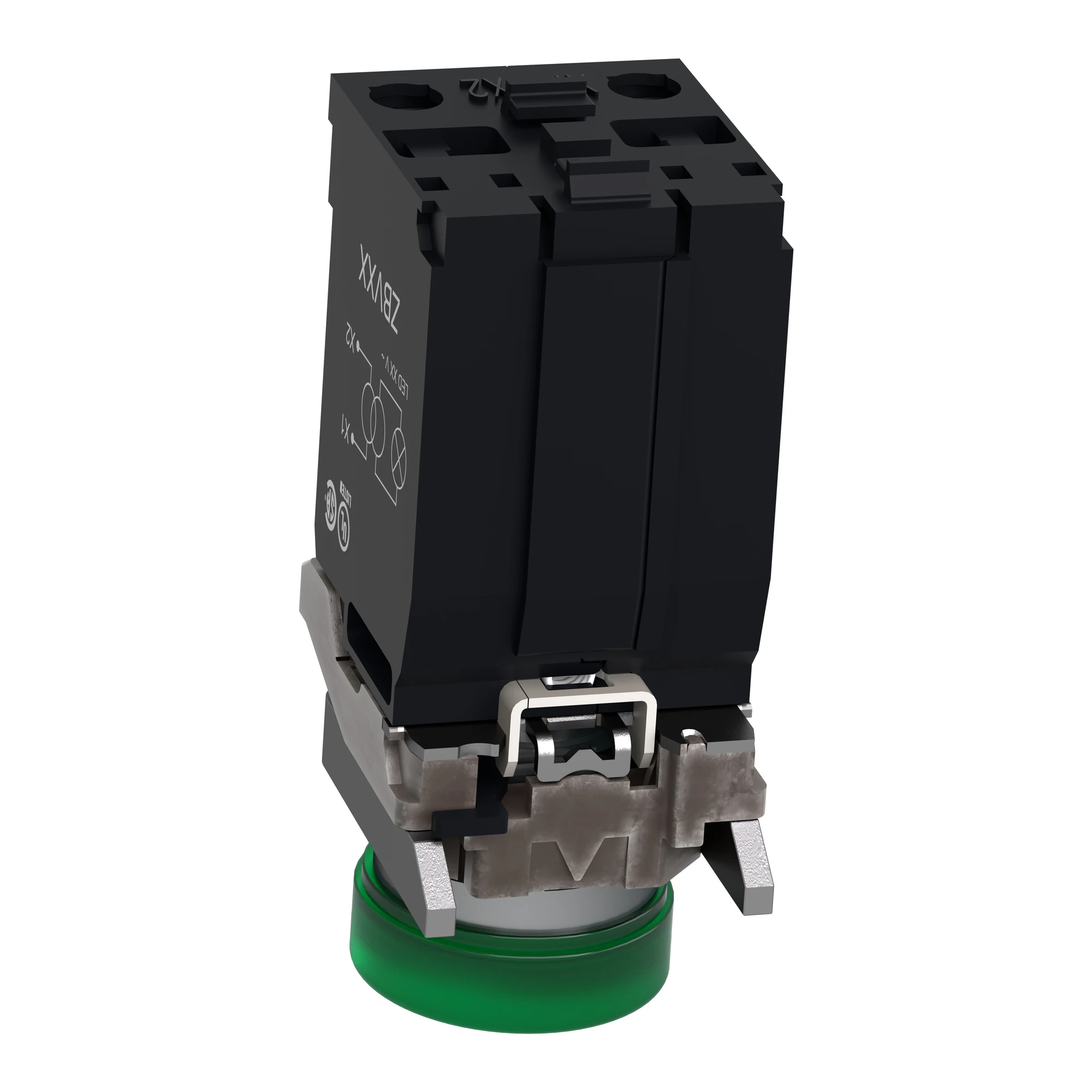 Schneider Electric XB4BV5B3 Signal lamp, Harmony XB4, metal, 22mm, green, with transformer, incandescent lamp BA9s, smooth dome, screw terminal, 400V (img_007)