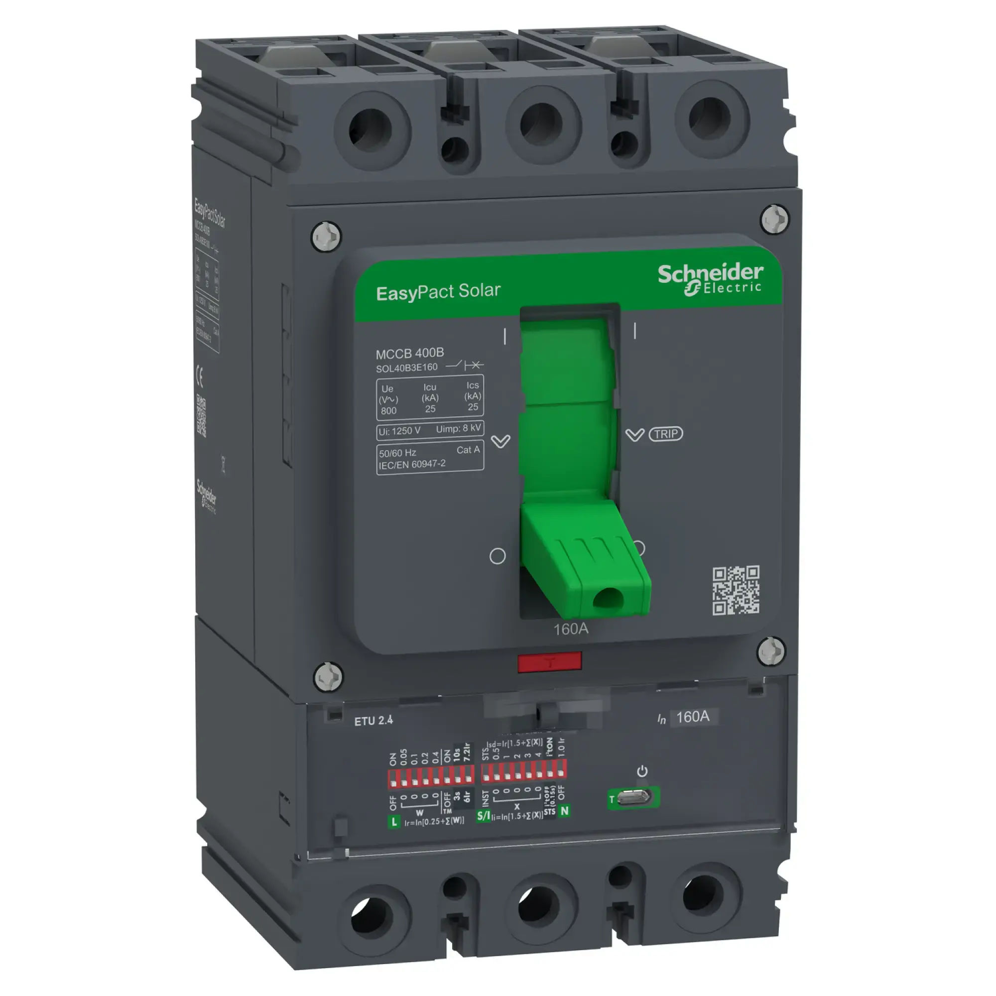 Schneider Electric SOL40B3E160 Leistungsschalter EasyPact Solar MCCB 400, 3P, 25kA bei 800VAC, 160A Nennstrom, ETU elektronische Auslöseeinheit (img_001) Schneider Electric SOL40B3E160 Leistungsschalter EasyPact Solar MCCB 400, 3P, 25kA bei 800VAC, 160A Nennstrom, ETU elektronische Auslöseeinheit (img_001)