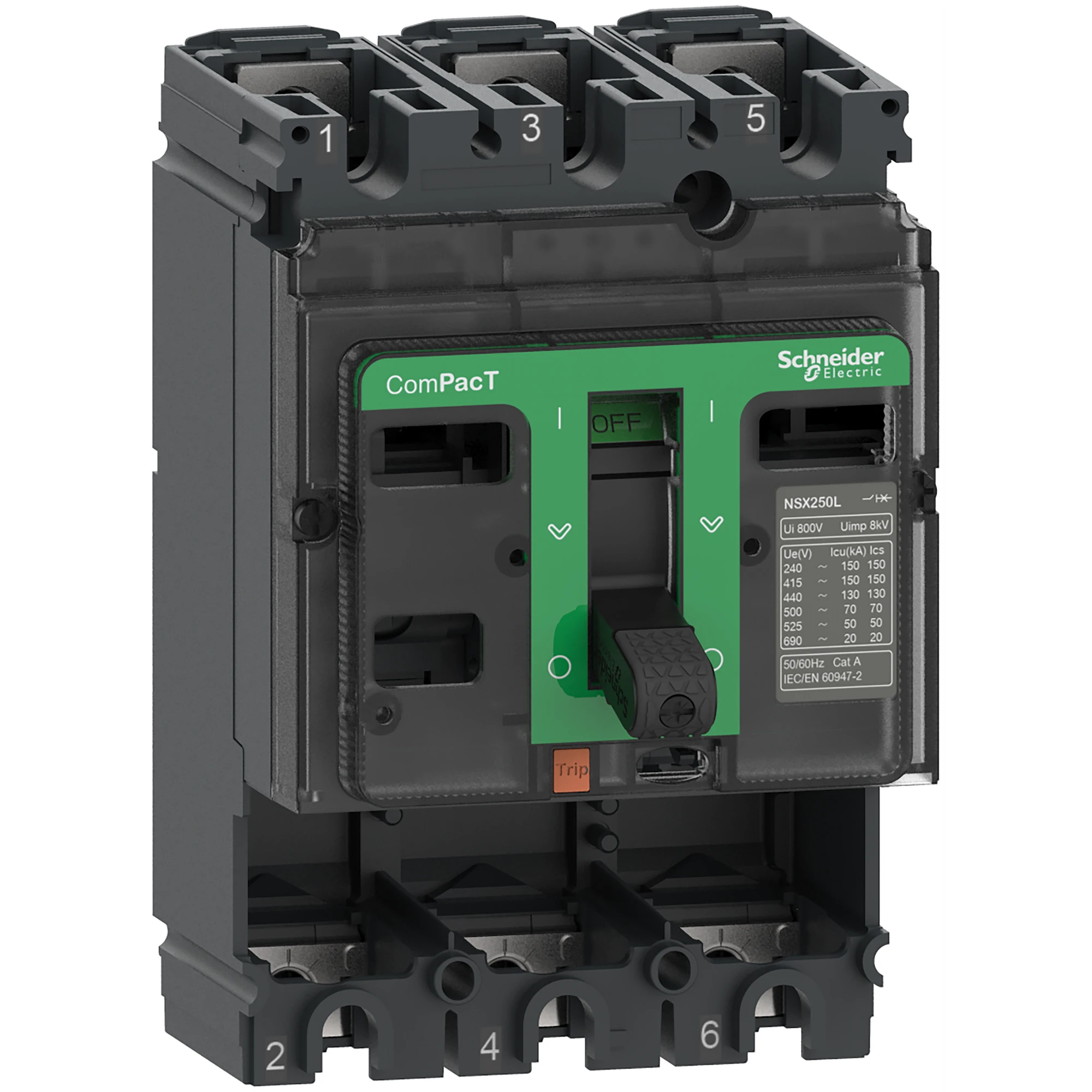 Schneider Electric C10F3 Compact circuit breaker ComPacT NSX100F basic switch 3P 100A 36kA/415V AC, without release device (img_001)