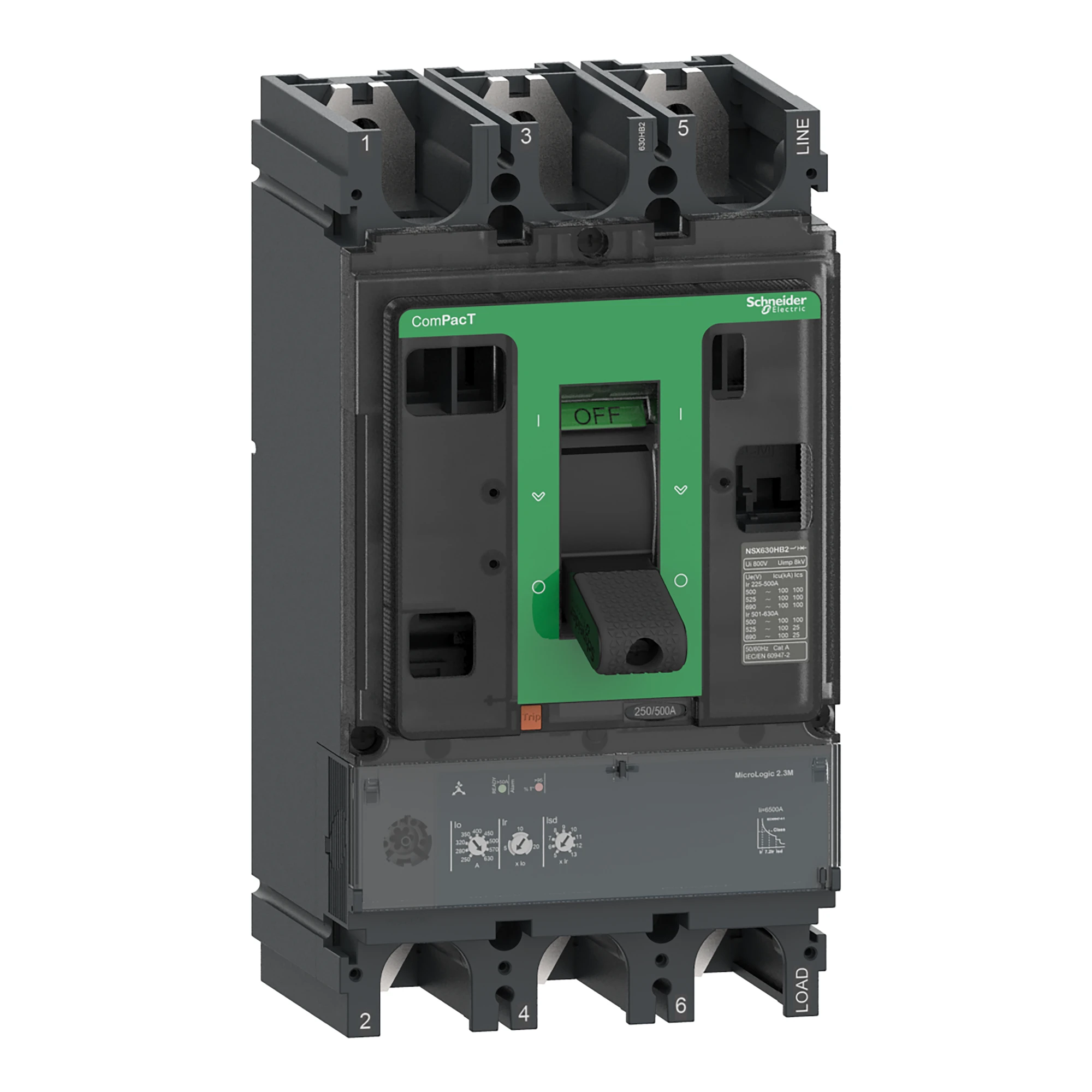 Schneider Electric C63N32M500 Compact circuit breaker ComPacT NSX630N with Micrologic 2.3M 3P3D 500A, 50kA/415V AC (img_001) Schneider Electric C63N32M500 Compact circuit breaker ComPacT NSX630N with Micrologic 2.3M 3P3D 500A, 50kA/415V AC (img_001)
