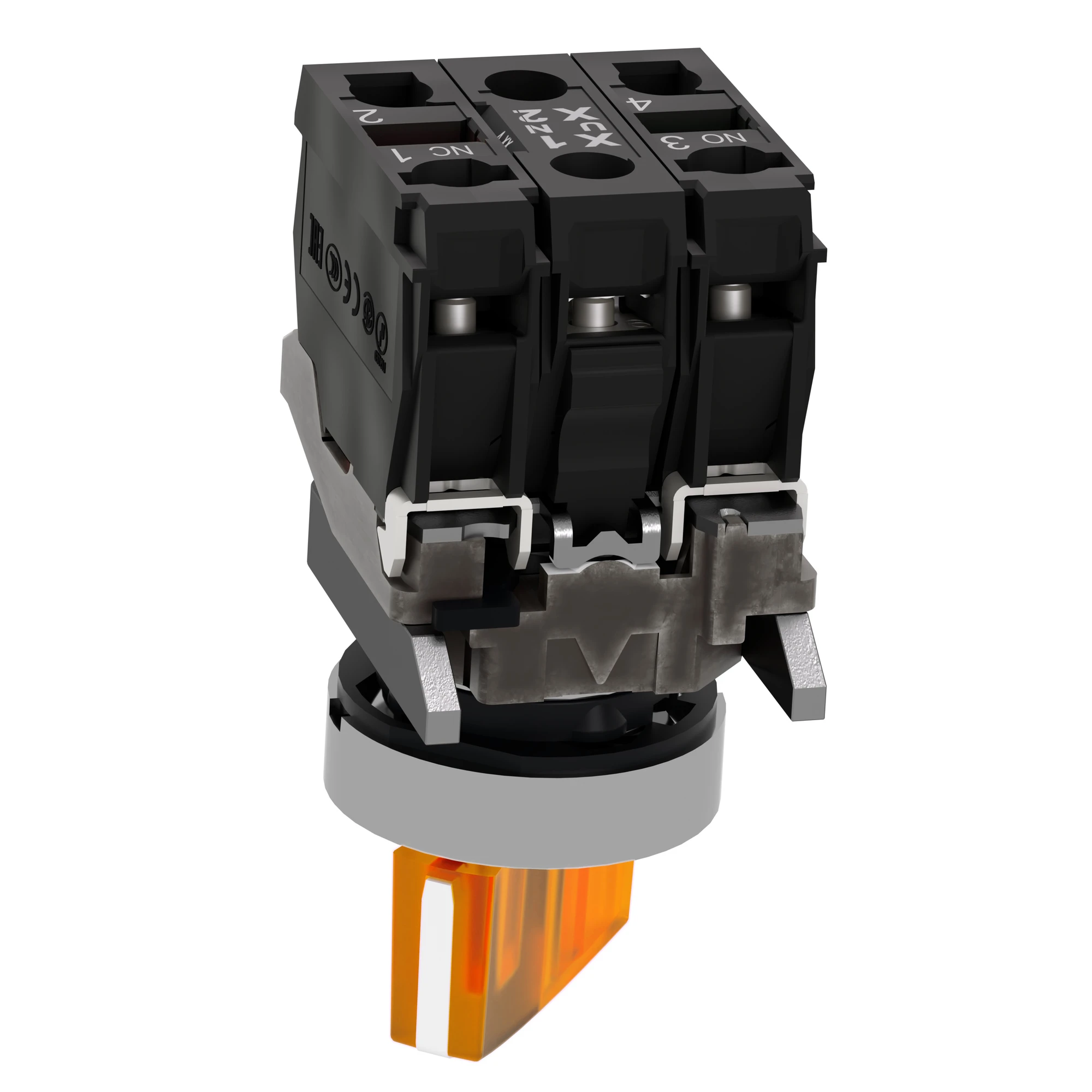 Schneider Electric XB4BK125B5 Illuminated selector switch, Harmony XB4, metal, 22mm, orange, universal LED, 2 positions, 1NO+1NC, 24V ACDC (img_007)