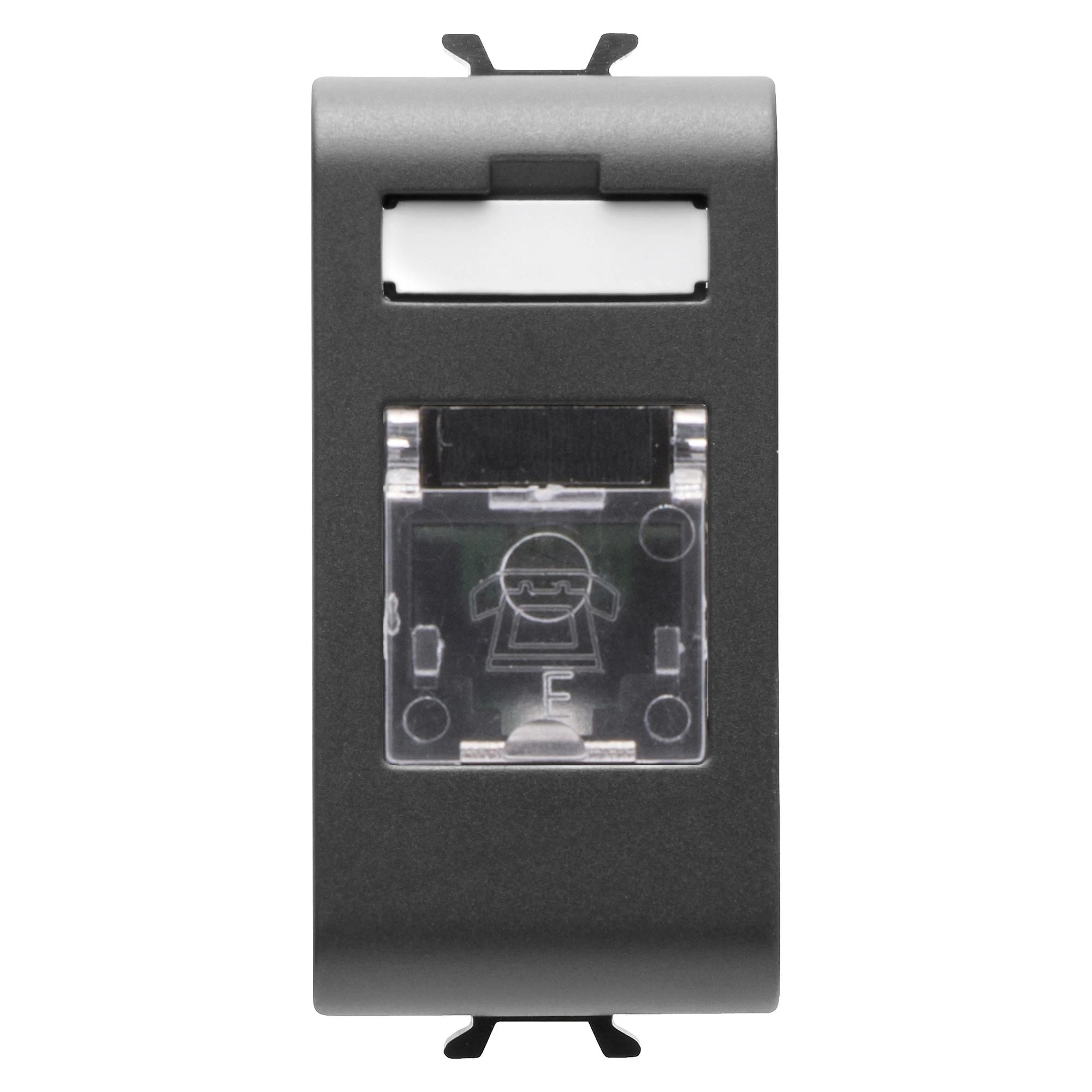 GEWISS GW12401 INTERNATIONAL STANDARD TELEPHONE SOCKET - RJ11 - SCREW-ON TERMINALS - 1 MODULE - SATIN BLACK - CHORUSMART (img_001)