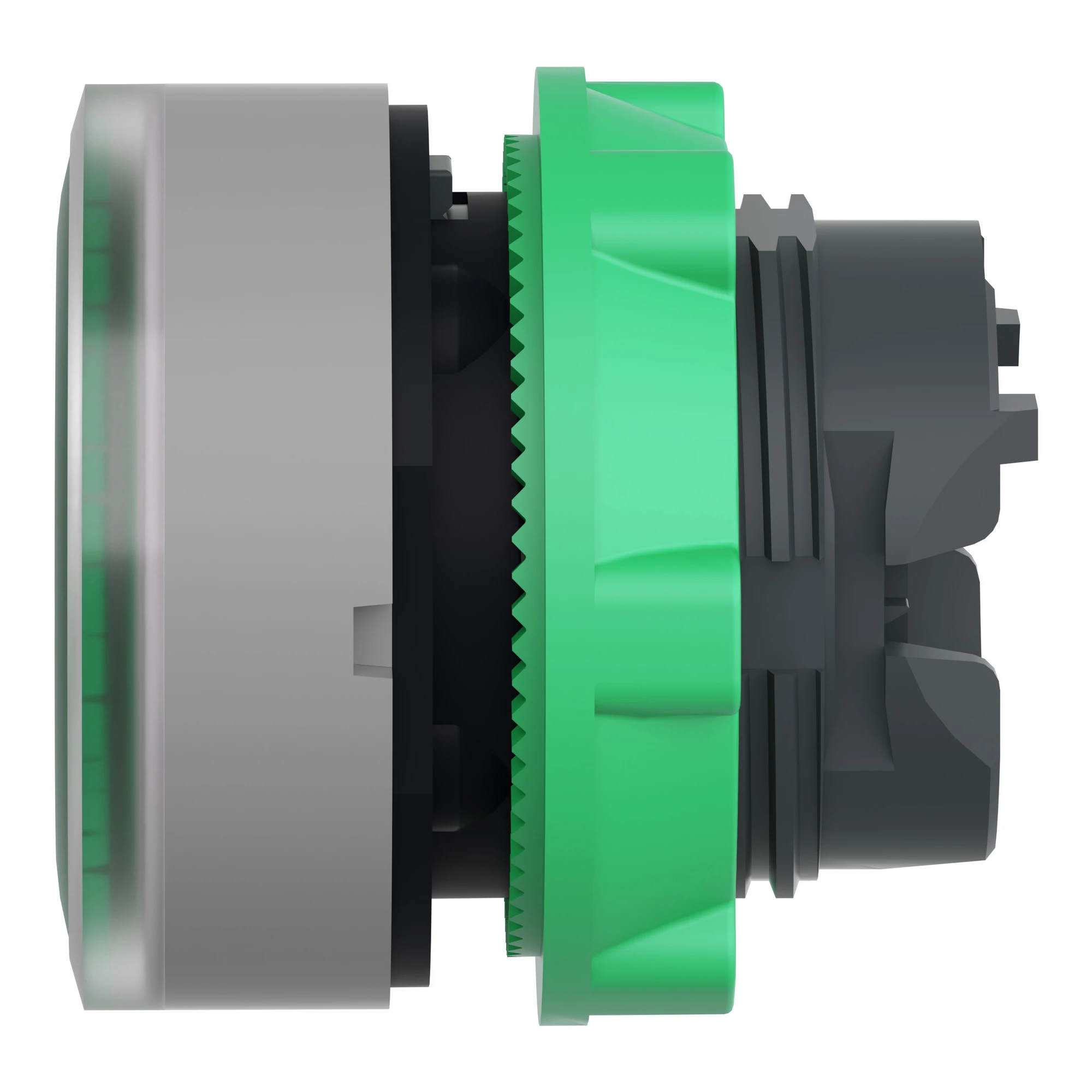 Schneider Electric ZB5AW333SC0 Illuminated push button, front element, Harmony XB5, plastic, 22mm, light grey, green, for universal LED, ribbed dome (img_006)