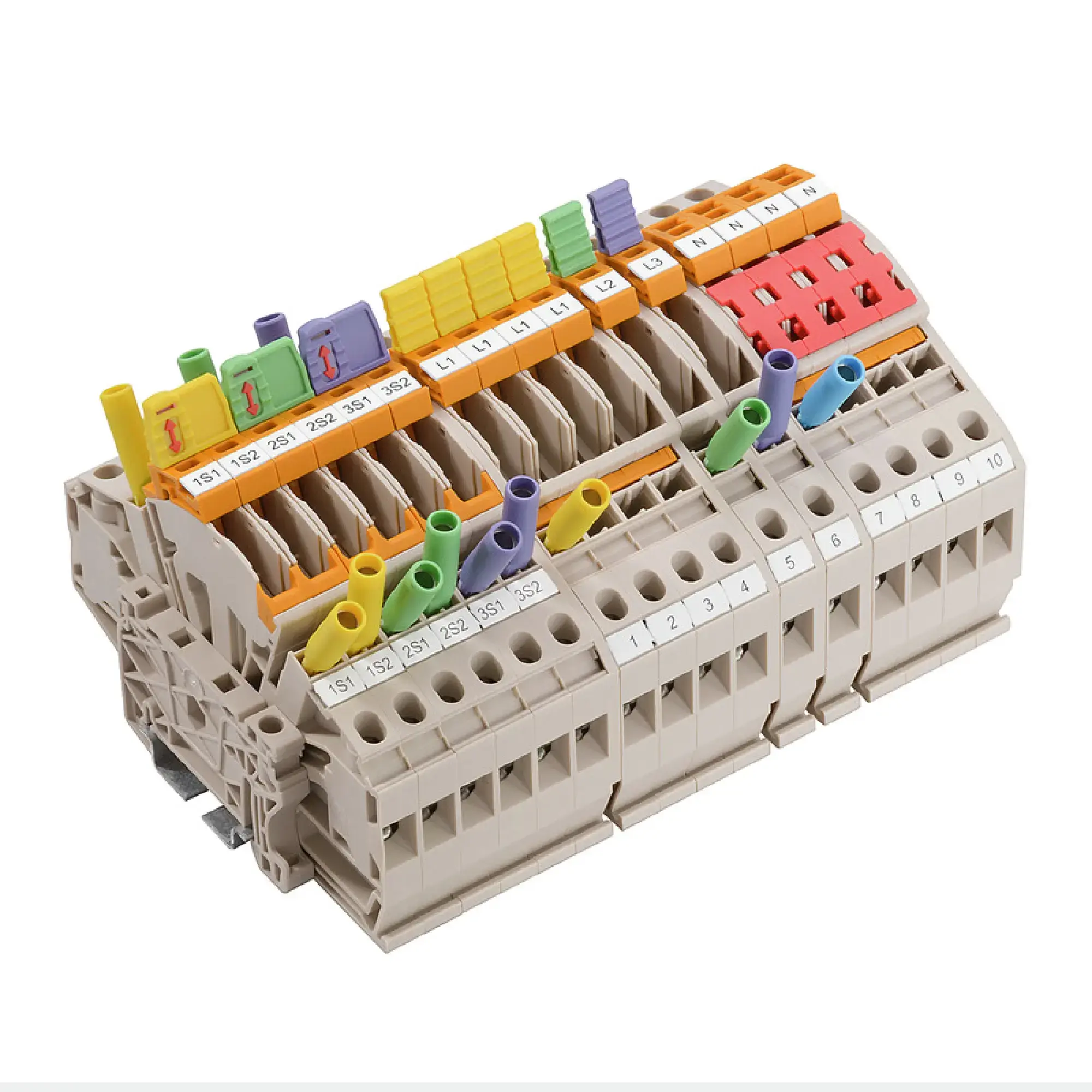 Weidmüller 8000109947 Test-disconnect terminal, Screw connection, dark beige, 6 mm², 30 A, 500 V, Number of connections: 32, Number of levels: 1 LST VDE FNN SCHRAUBE (img_001)