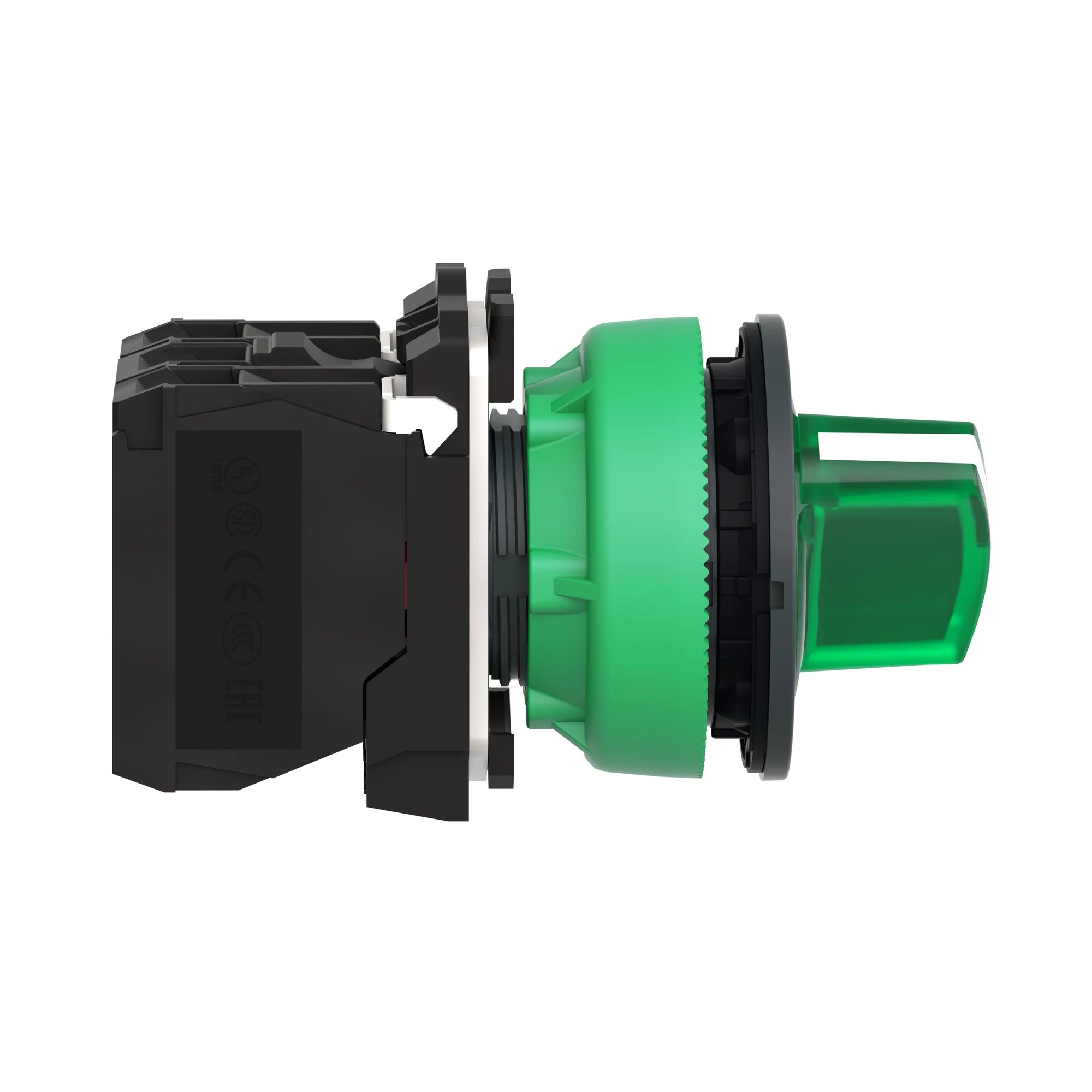 Schneider Electric XB5FK123M5 Illuminated Selector Switch, Harmony XB5F, Plastic, Green, 30mm, Universal LED, 2 Positions, 1 NC + 1 NO, 230-240V AC (img_004)