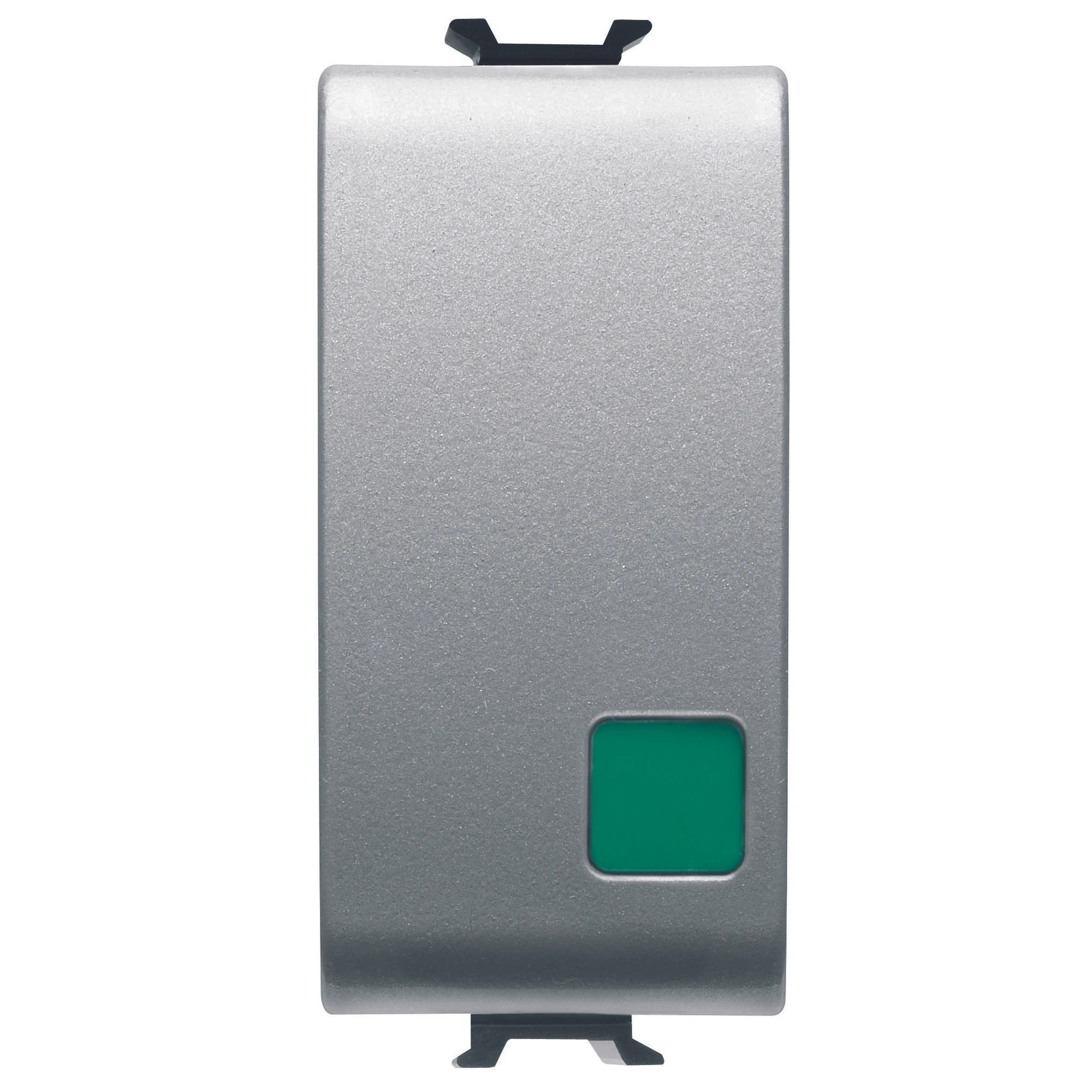 GEWISS GW14139 PUSH-BUTTON 1P 250V ac - NO+NC 16A - START - GREEN LENS - 1 MODULE - TITANIUM – CHORUSMART (img_001)