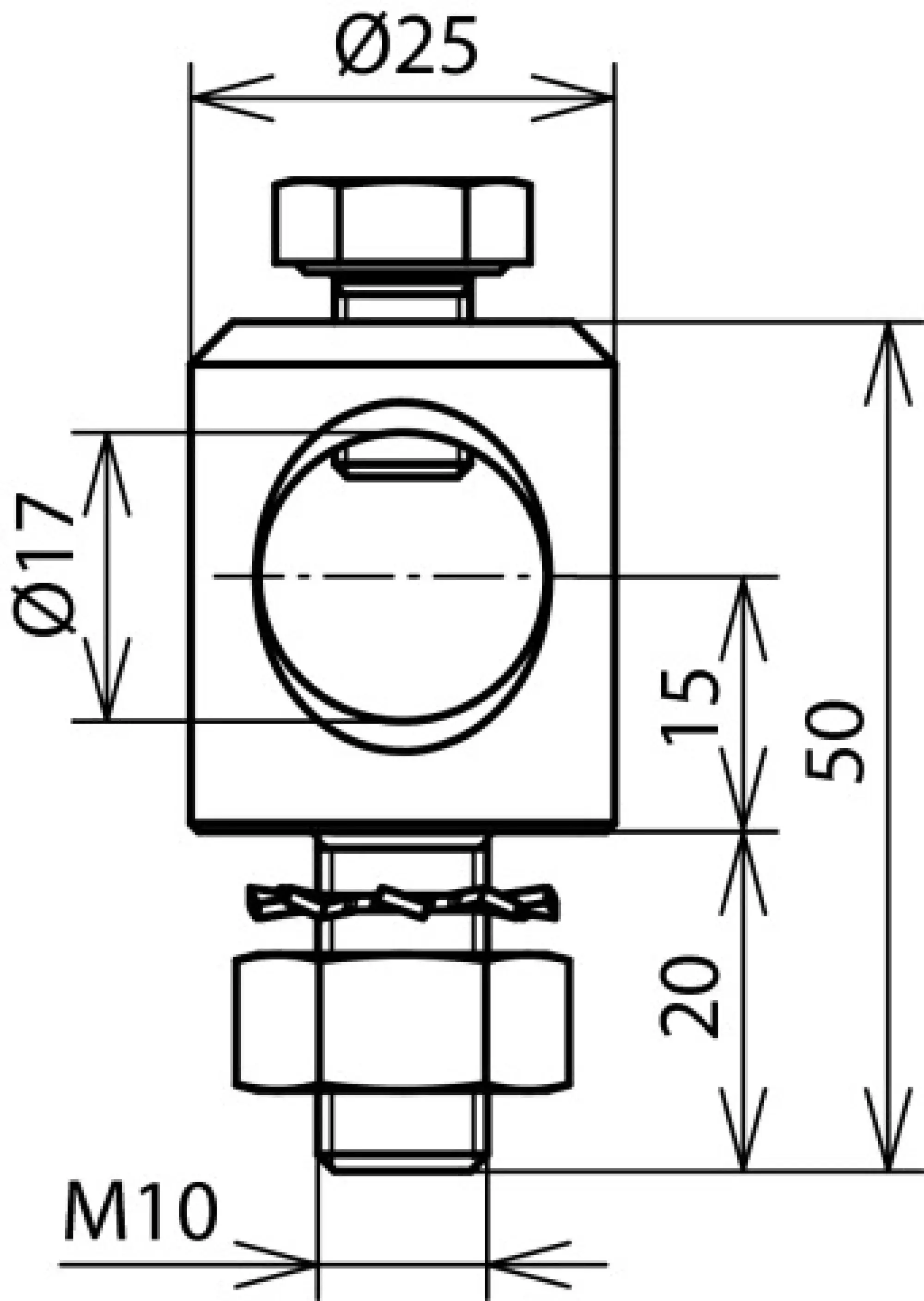 Dehn 106309 Clamping bolt D 16mm StSt with screw, nut and toothed lock washer f. DEHNiso (img_002)