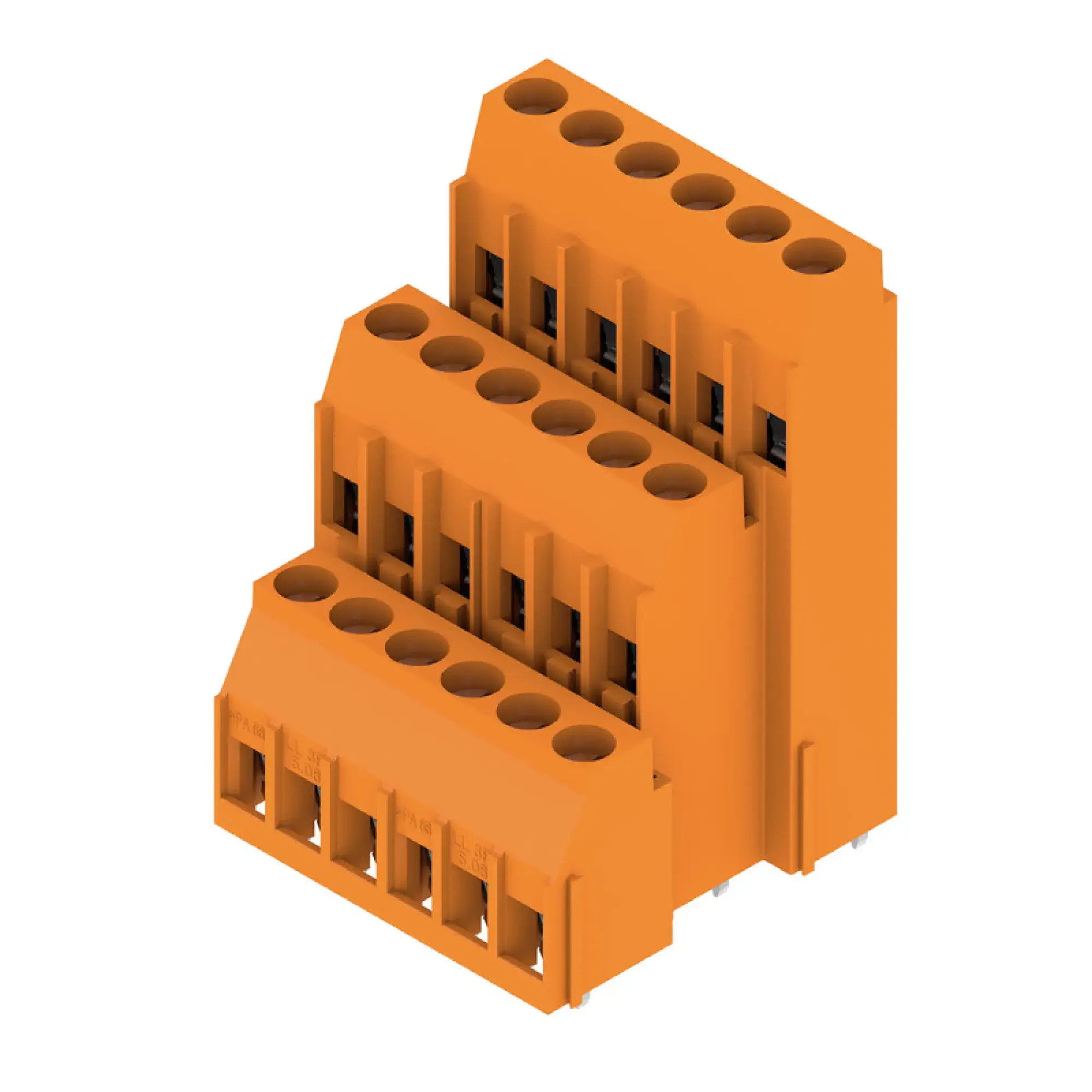 Weidmüller 1979080000 PCB terminal, 320 V, 32.5 A, Pitch in mm: 5.08, 6 mm², Number of poles: 18, Clamping yoke connection, THT solder connection, 90°, Box (img_001)