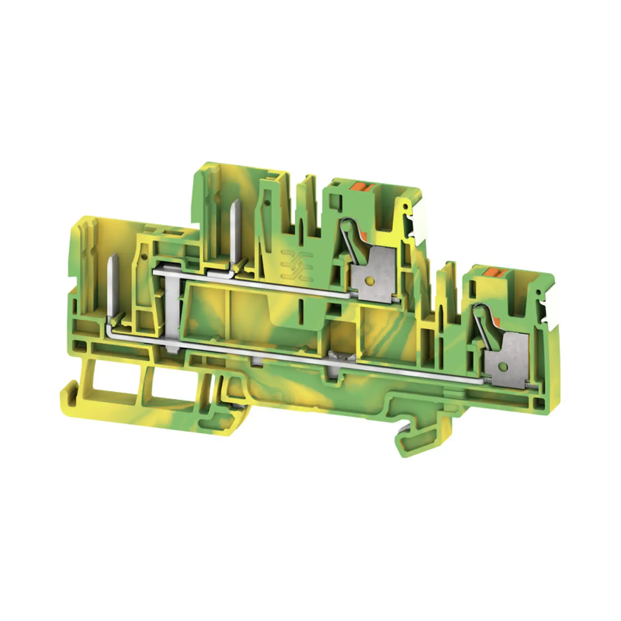 Weidmüller 2676080000 Pluggable terminal, PUSH IN, Green/yellow, 4, 4 mm², 32 A, Number of connections: 4, Number of levels: 2, TS 35, V-0, Wemid (img_001)