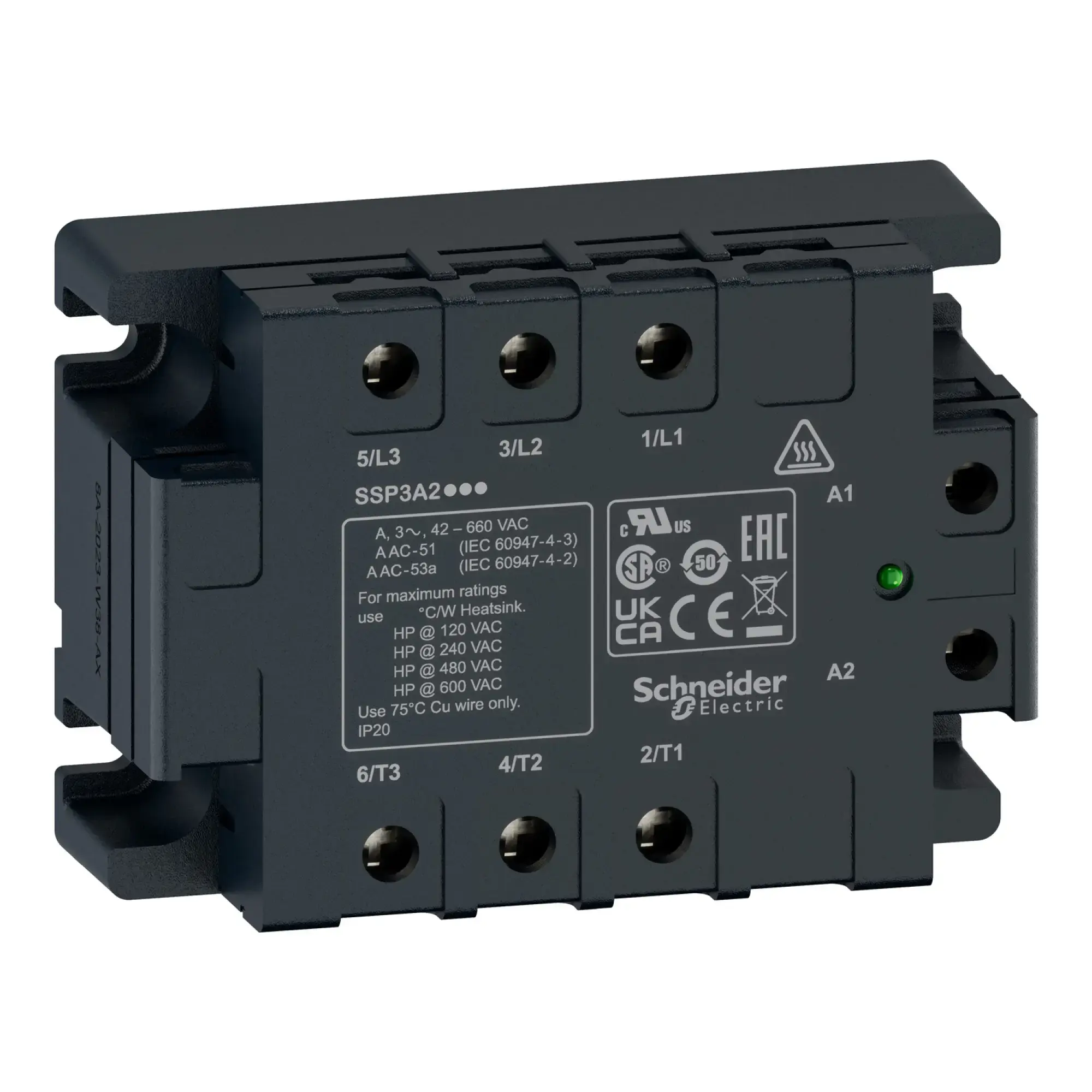Schneider Electric SSP3A250BDRT Semiconductor relay, 48-530 VAC, 3x 50 A, instant., I: 4-32 VDC, Thermal foil (img_009)
