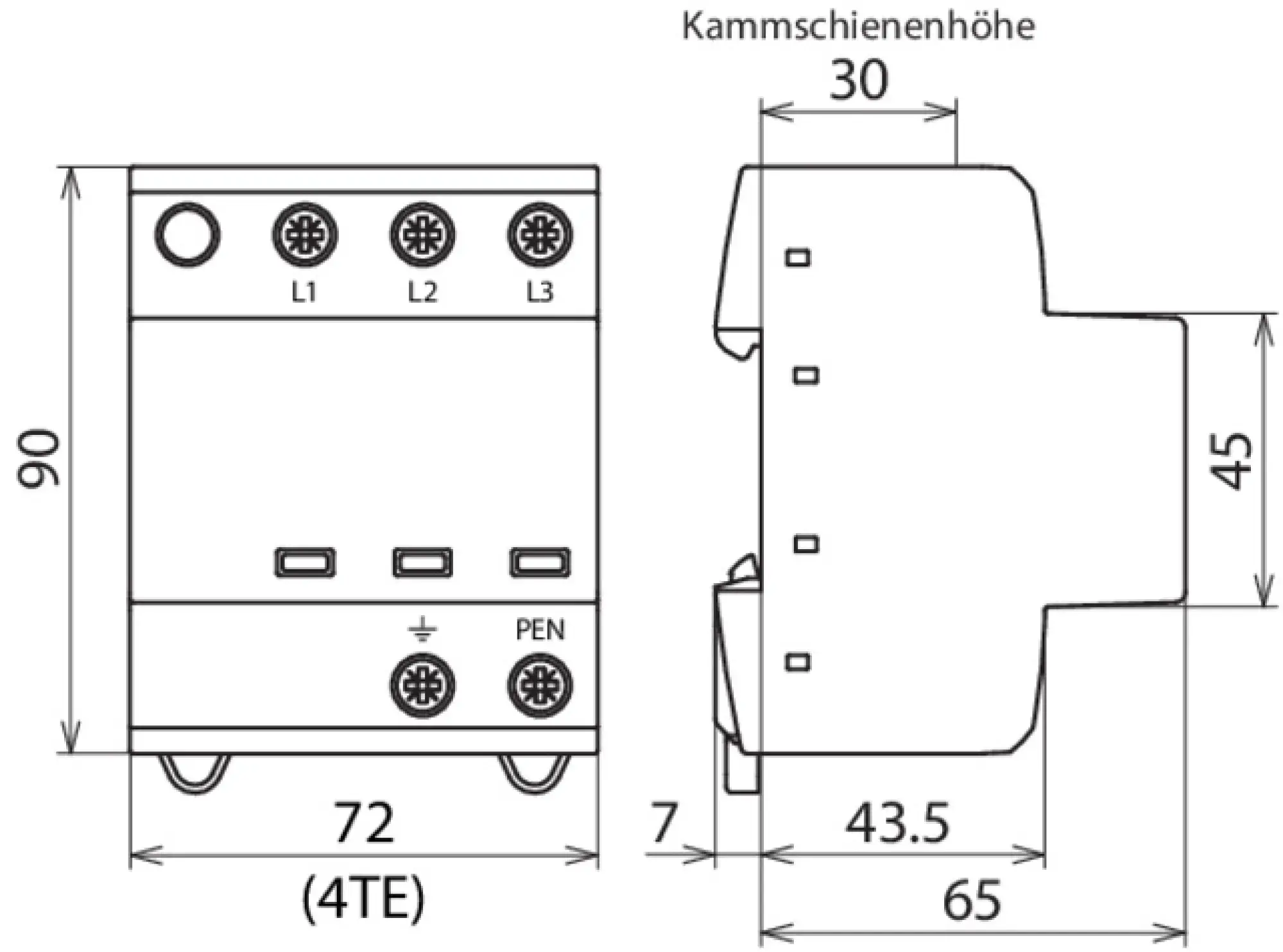 Dehn 941300 Appl.-opt. combined arrester DEHNshield type 1+2 for three-phase TN-C systems (img_004)