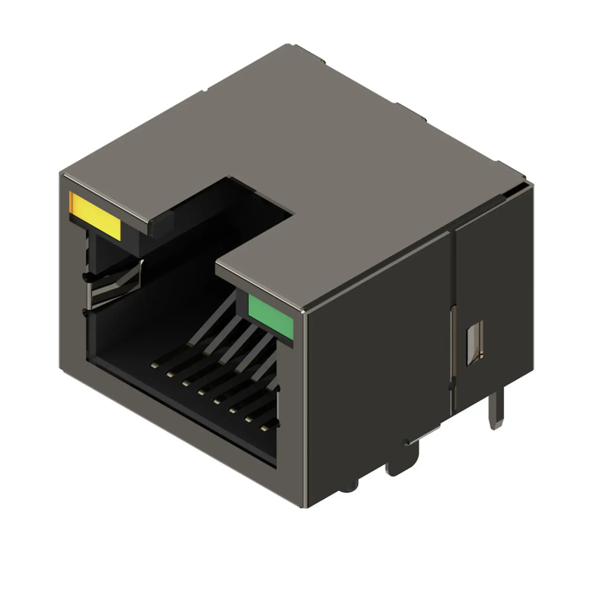 Weidmüller 3134150000 PCB connector RJ45 modular jack, Cat. 5 , THT/THR solder connection, Shielding: Yes, LED: Yes, Gold over nickel, Tape RJ45C5 R1U 2.4N4Y/G RL (img_001)