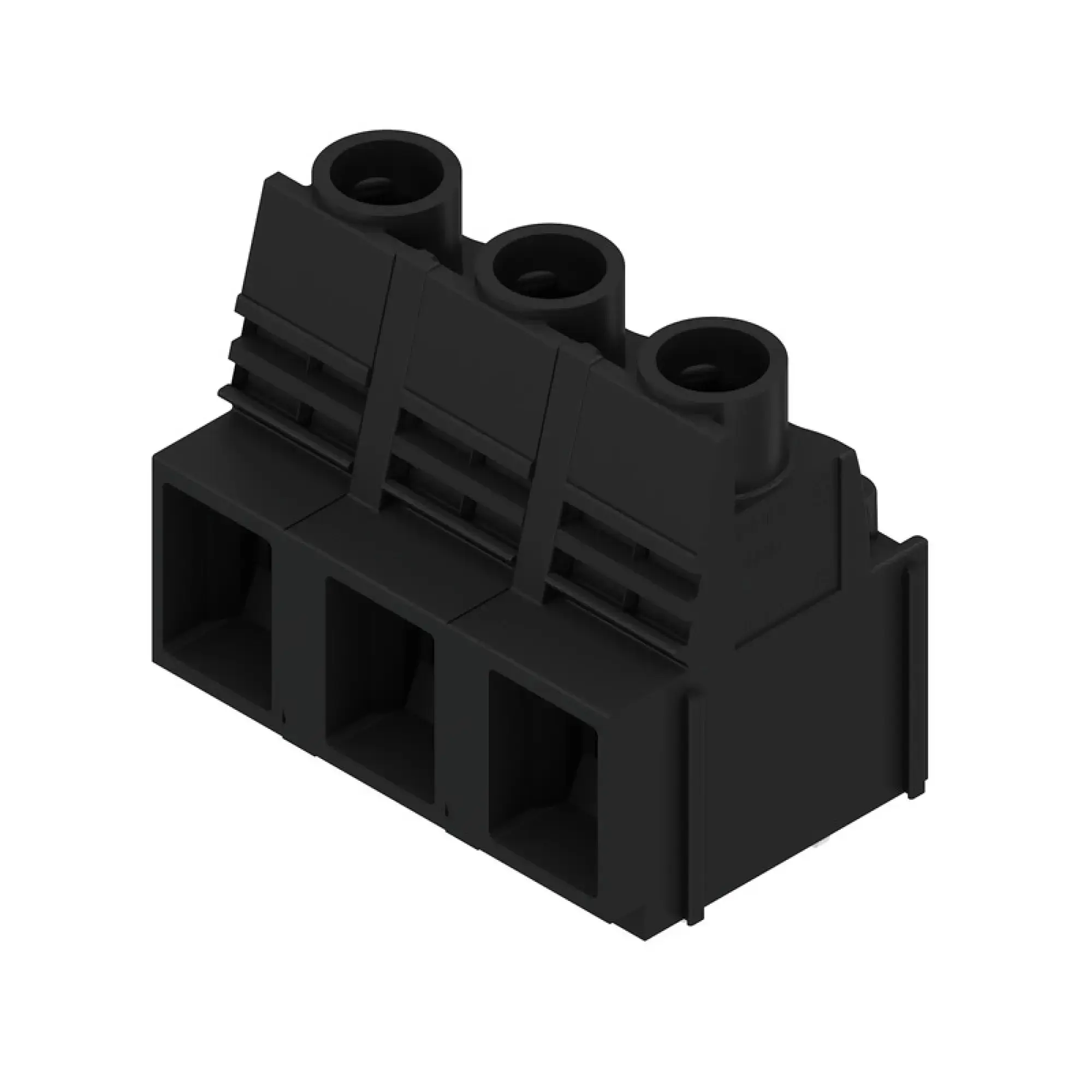 Weidmüller 2014380000 PCB terminal, 1000 V, 76 A, Pitch in mm: 12.70, 16 mm², Number of poles: 3, Clamping yoke connection, THT solder connection, 90°, Box (img_001)