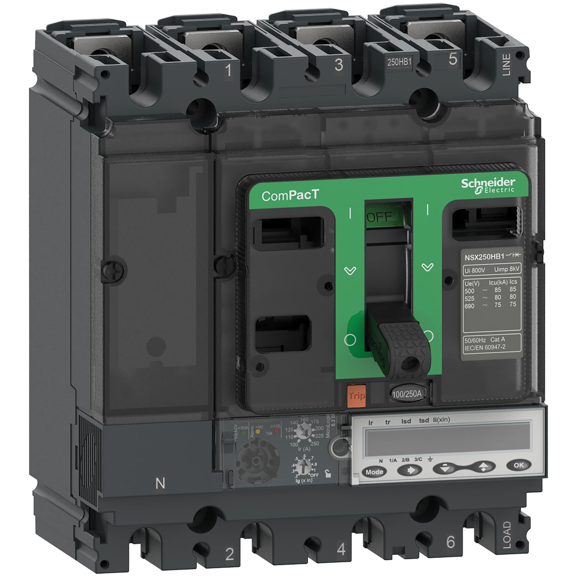 Schneider Electric C10V46E100 Compact circuit breaker ComPacT NSX100HB1 with Micrologic 6.2 E 4P4D 100 A, 75kA/690V AC (img_001) Schneider Electric C10V46E100 Compact circuit breaker ComPacT NSX100HB1 with Micrologic 6.2 E 4P4D 100 A, 75kA/690V AC (img_001)