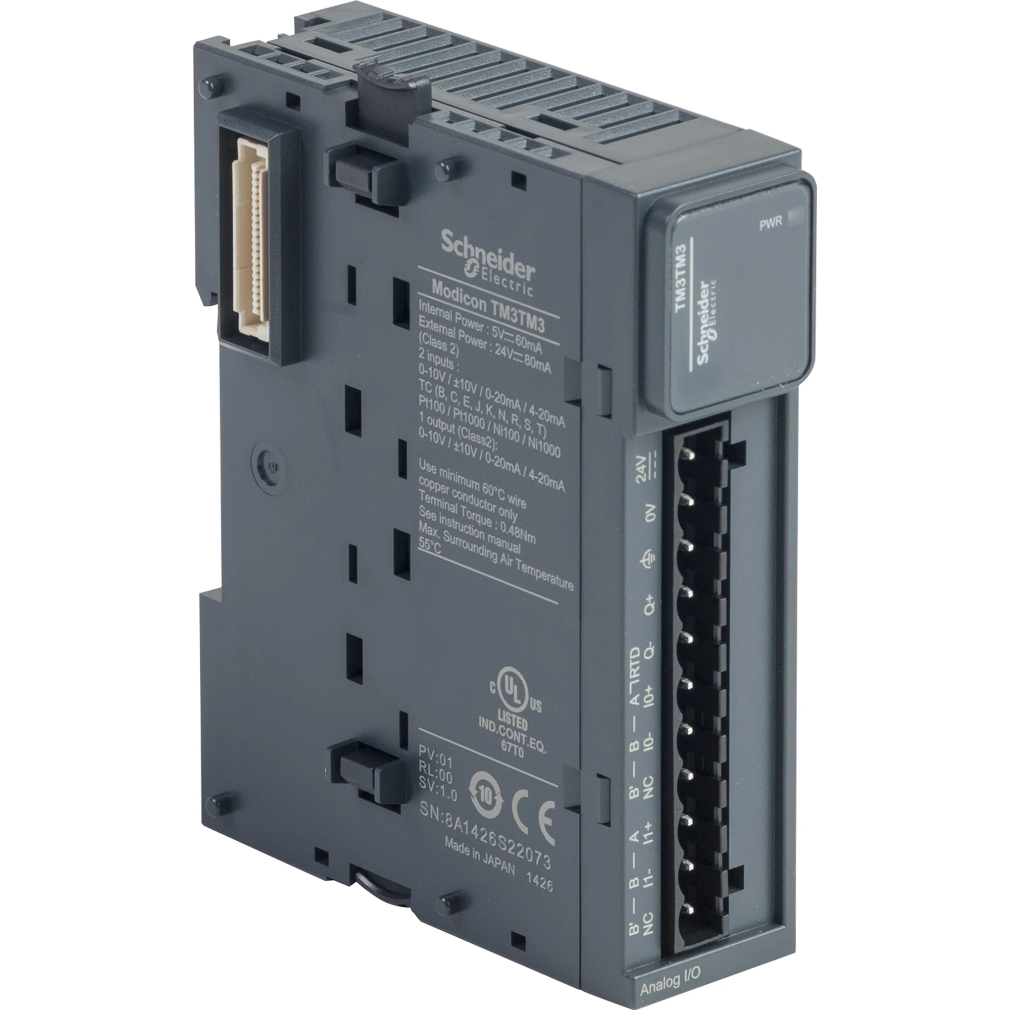 Schneider Electric TM3TM3 Analog Input/Output Module, Modicon TM3, 2 Inputs / 1 Output, Voltage / Current / Temperature, 16 Bit Resolution, Screw Terminals (img_001)