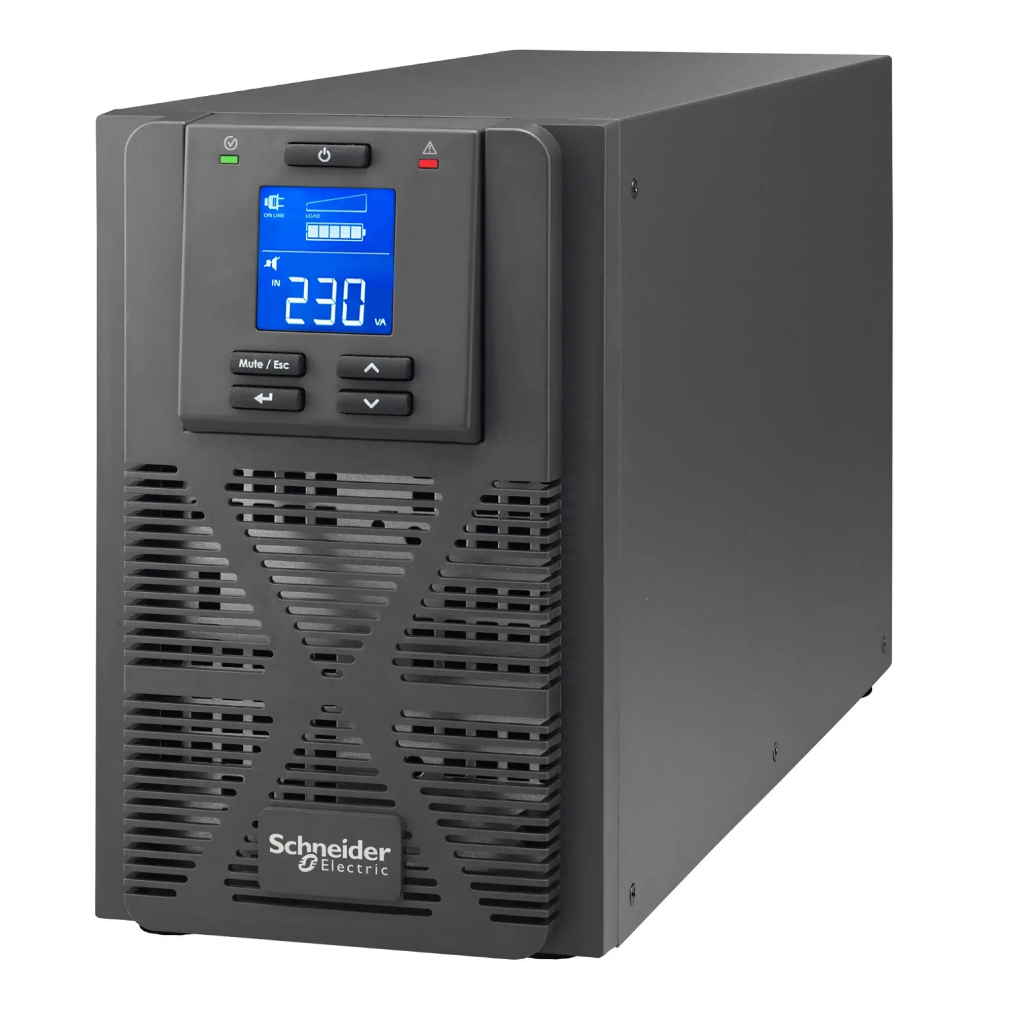 Schneider Electric SRVSPM1KIL Easy UPS 1PH On-Line, 1000VA/800W, Tower, 230V, 3x IEC C13 Ausgänge, Kartensteckplatz, LCD, verlängerte Laufzeit, ohne Batterie (img_001)