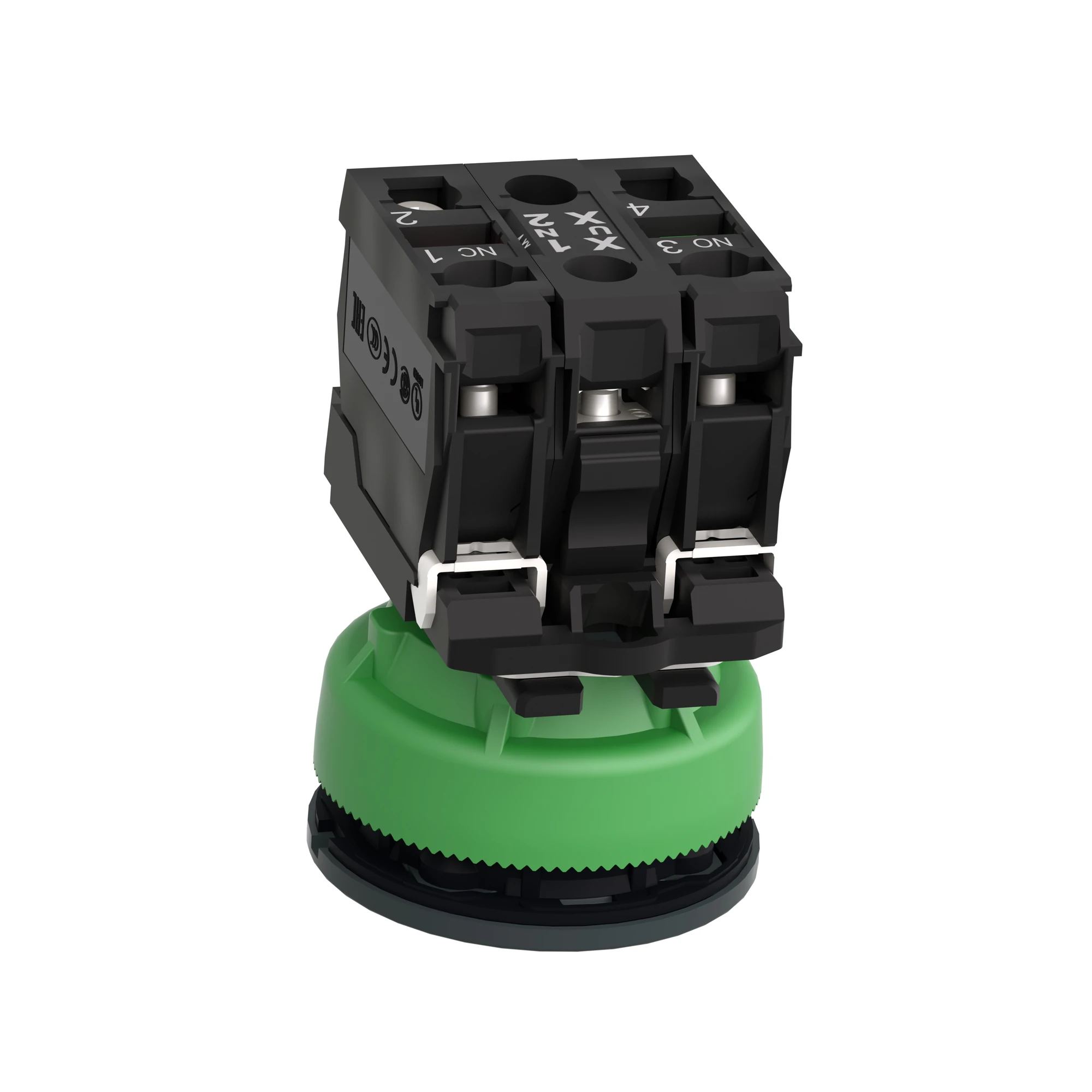 Schneider Electric XB5FW36G5 Illuminated push button, Harmony XB5F, plastic, antimicrobial, blue, 30mm, universal LED, 1NC + 1NO, 110-120V AC (img_008)