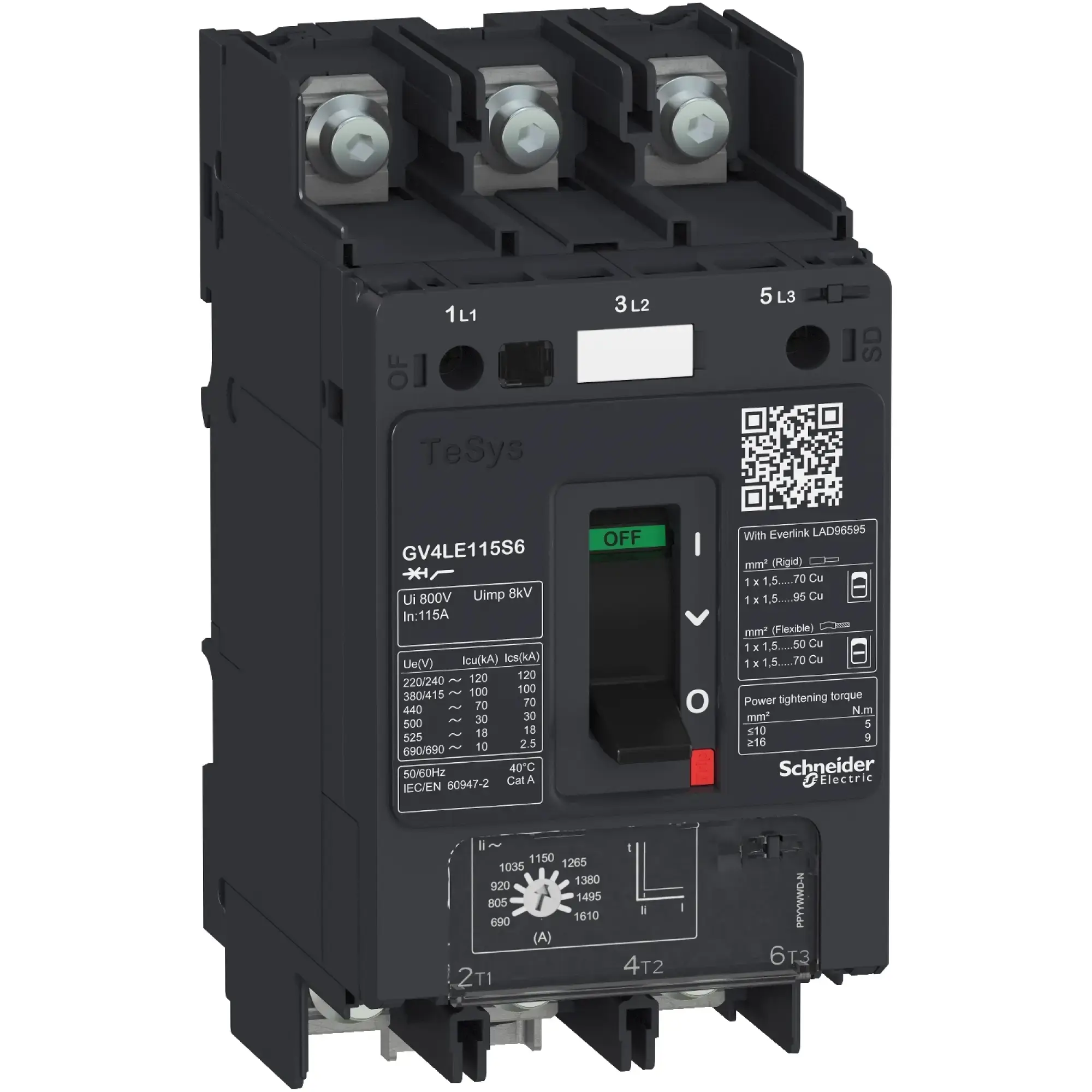 Schneider Electric GV4LE03N6 Motor protection circuit breaker mag. - TeSys GV4 - 3.5A 3P 50kA - Toggle Lever (img_002)