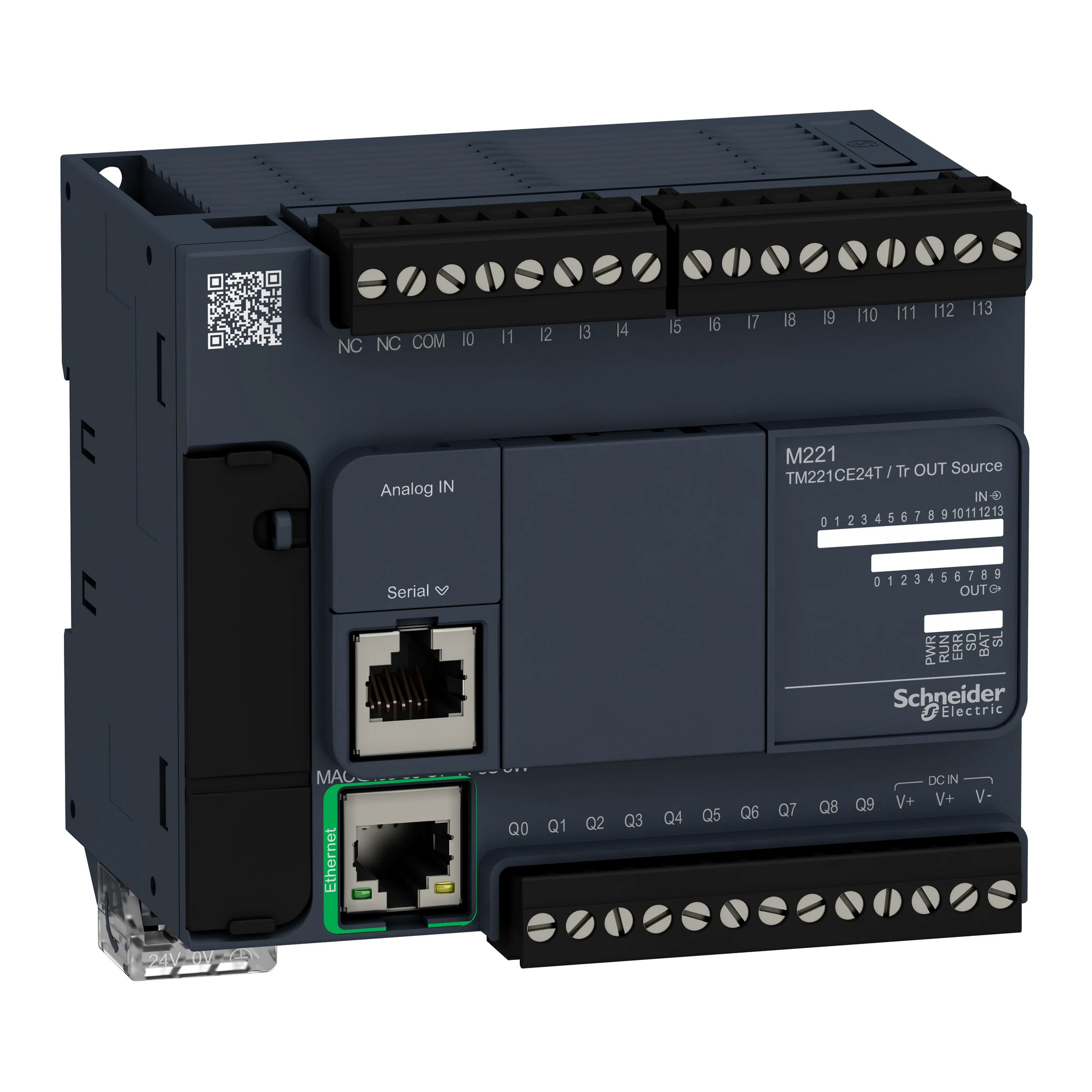 Schneider Electric TM221CE24T PLC Control, Modicon M221, Compact Format, 24 I/O, Ethernet, Modbus, 24 VDC, Source Transistor, Screw Terminals (img_001) Schneider Electric TM221CE24T PLC Control, Modicon M221, Compact Format, 24 I/O, Ethernet, Modbus, 24 VDC, Source Transistor, Screw Terminals (img_001)