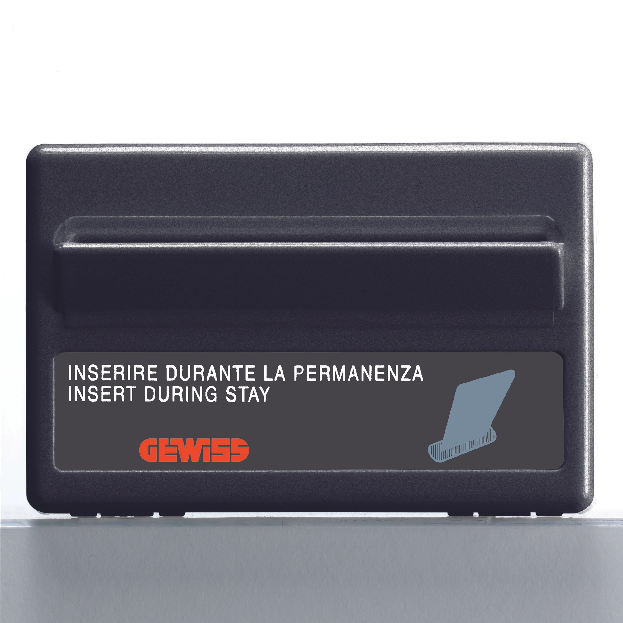 GEWISS GW21820 UNIVERSAL BADGE SWITCH FOR HOTEL SYSTEM - UNIPOLAR NO - 10A - BADGE 54mm - BACKLIT 230V - 3 MODULES - SYSTEM BLACK (img_001) GEWISS GW21820 UNIVERSAL BADGE SWITCH FOR HOTEL SYSTEM - UNIPOLAR NO - 10A - BADGE 54mm - BACKLIT 230V - 3 MODULES - SYSTEM BLACK (img_001)