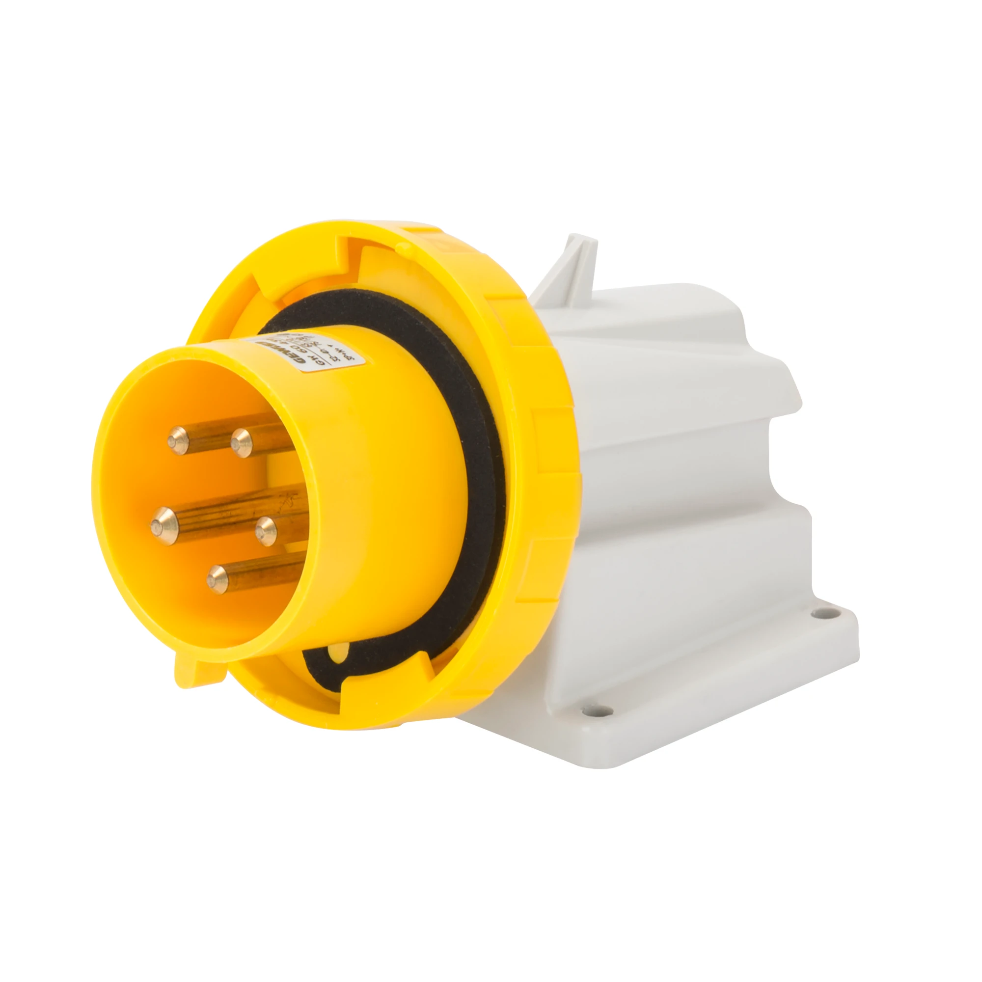 GEWISS GW60424 90° ANGLED SURFACE MOUNTING INLET - IP67 - 3P+E 16A 100-130V 50/60HZ - YELLOW - 4H - SCREW WIRING (img_001)