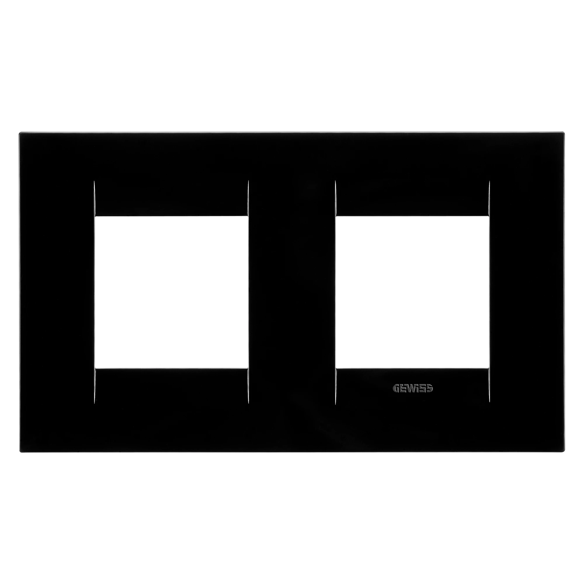 GEWISS GW16423TN GEO INTERNATIONAL PLATE - IN TECHNOPOLYMER - 2+2 MODULES HORIZONTAL - TONER BLACK - CHORUSMART (img_001)
