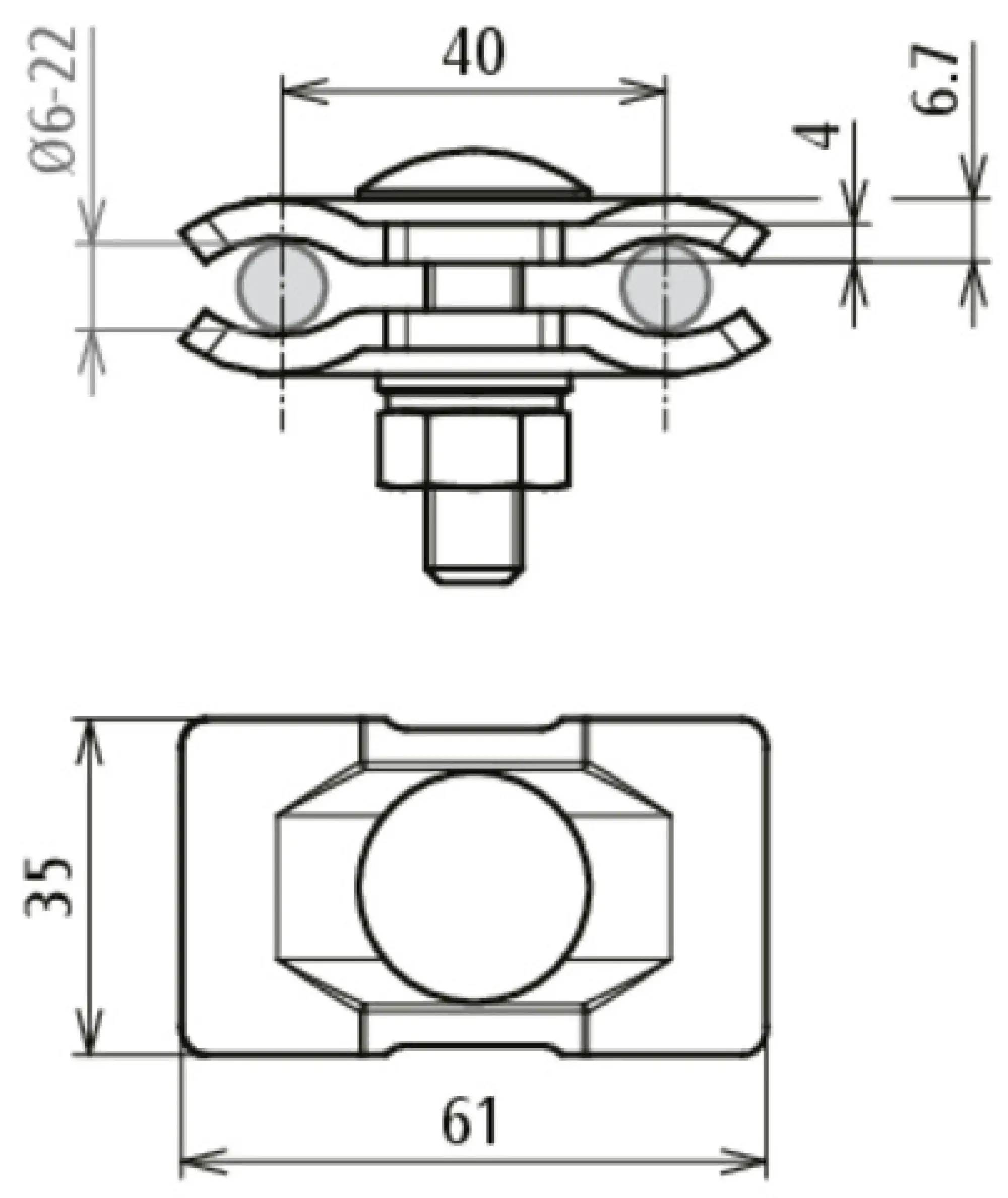 Dehn 419751 Parallel connector HDG steel (St/tZn) for Rd 6-22mm (img_002) Dehn 419751 Parallel connector HDG steel (St/tZn) for Rd 6-22mm (img_002)