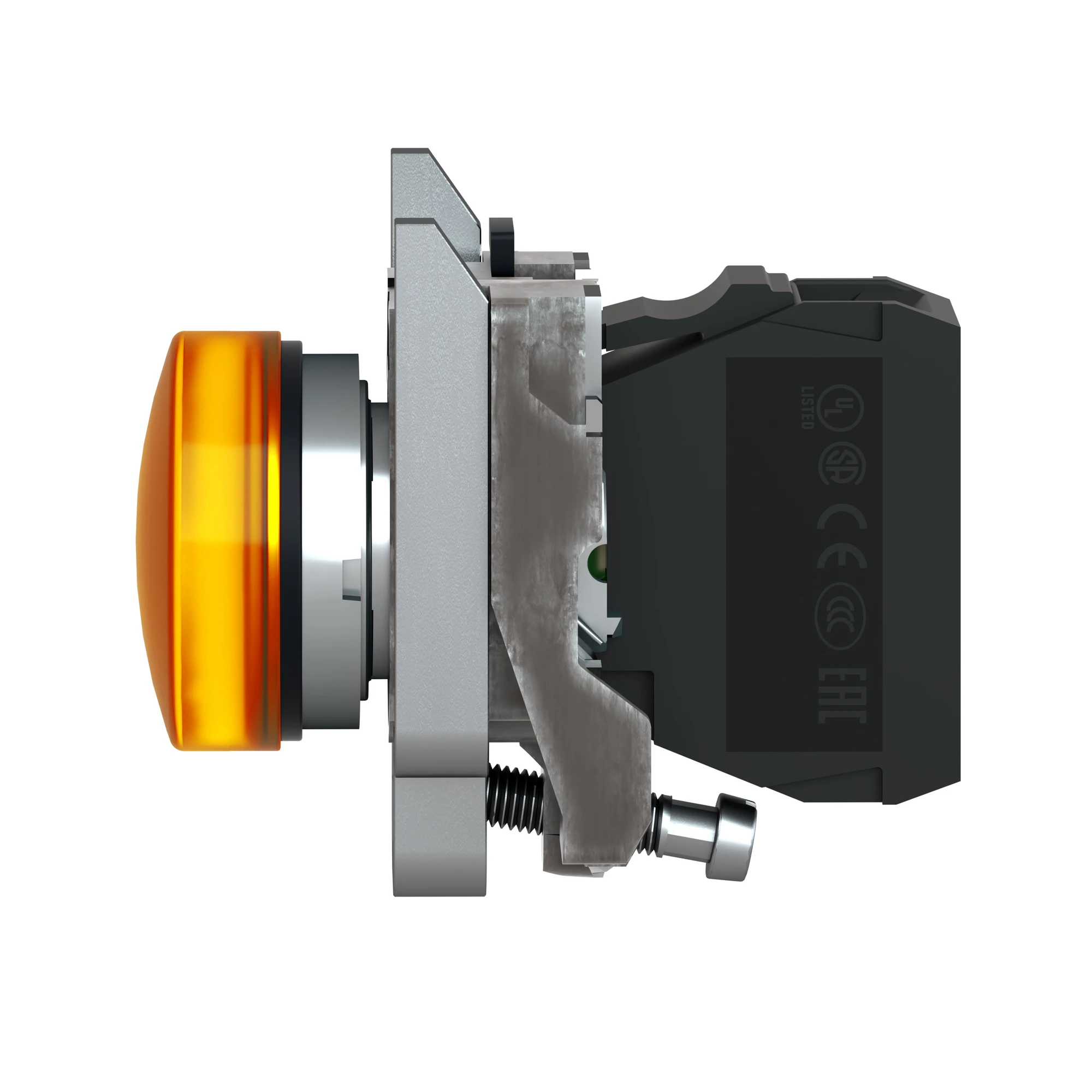 Schneider Electric XB4BVM5 Signaling lamp, Harmony XB4, Metal, 22mm, orange, universal LED, smooth dome, screw clamp, 230-240V AC (img_005)