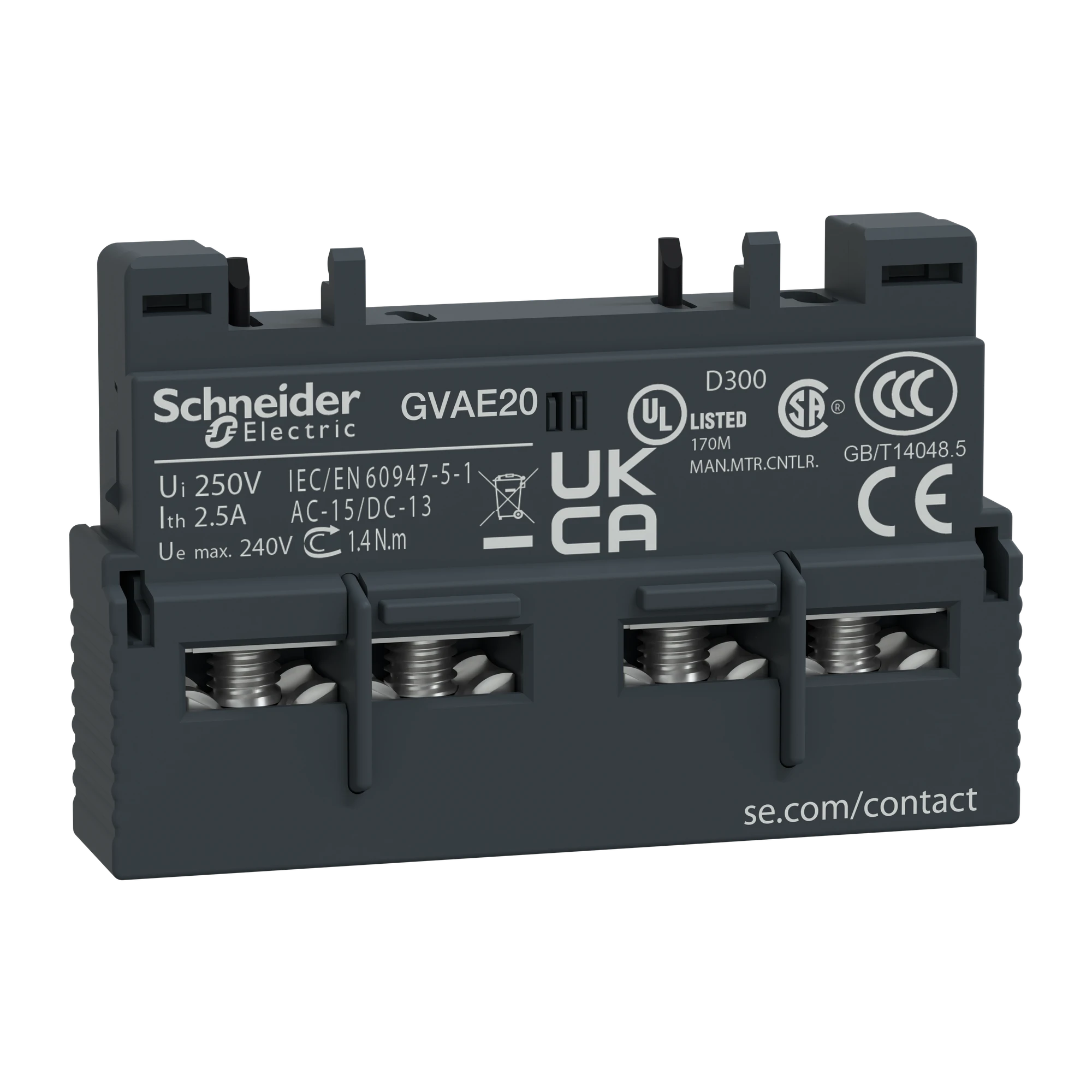 Schneider Electric GVAE20 Auxiliary switch, 2S, Front (img_001)