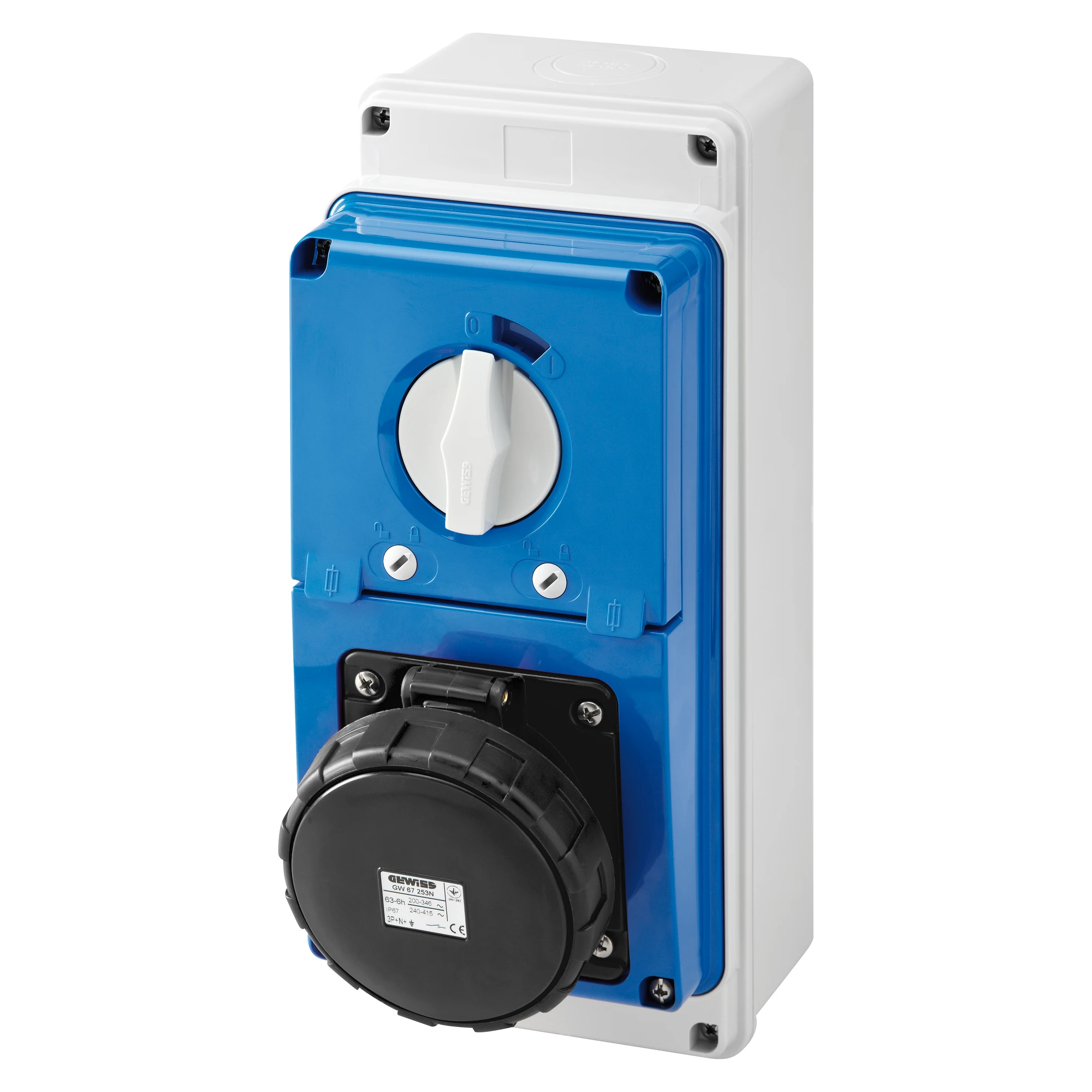 GEWISS GW67255N IEC Steckdose schaltbar/Sicherung senkrecht mit Gehaeuse 63A/5 pol. 500V IP67 (img_001) GEWISS GW67255N IEC Steckdose schaltbar/Sicherung senkrecht mit Gehaeuse 63A/5 pol. 500V IP67 (img_001)