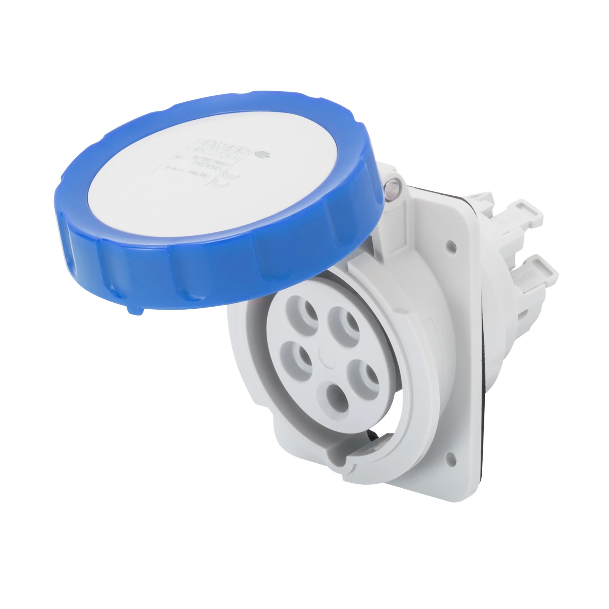 GEWISS GW62229FH 10° ANGLED FLUSH-MOUNTING SOCKET-OUTLET HP - IP66/IP67 - 3P+N+E 16A 200-250V 50/60HZ - BLUE - 9H - FAST WIRING (img_001)