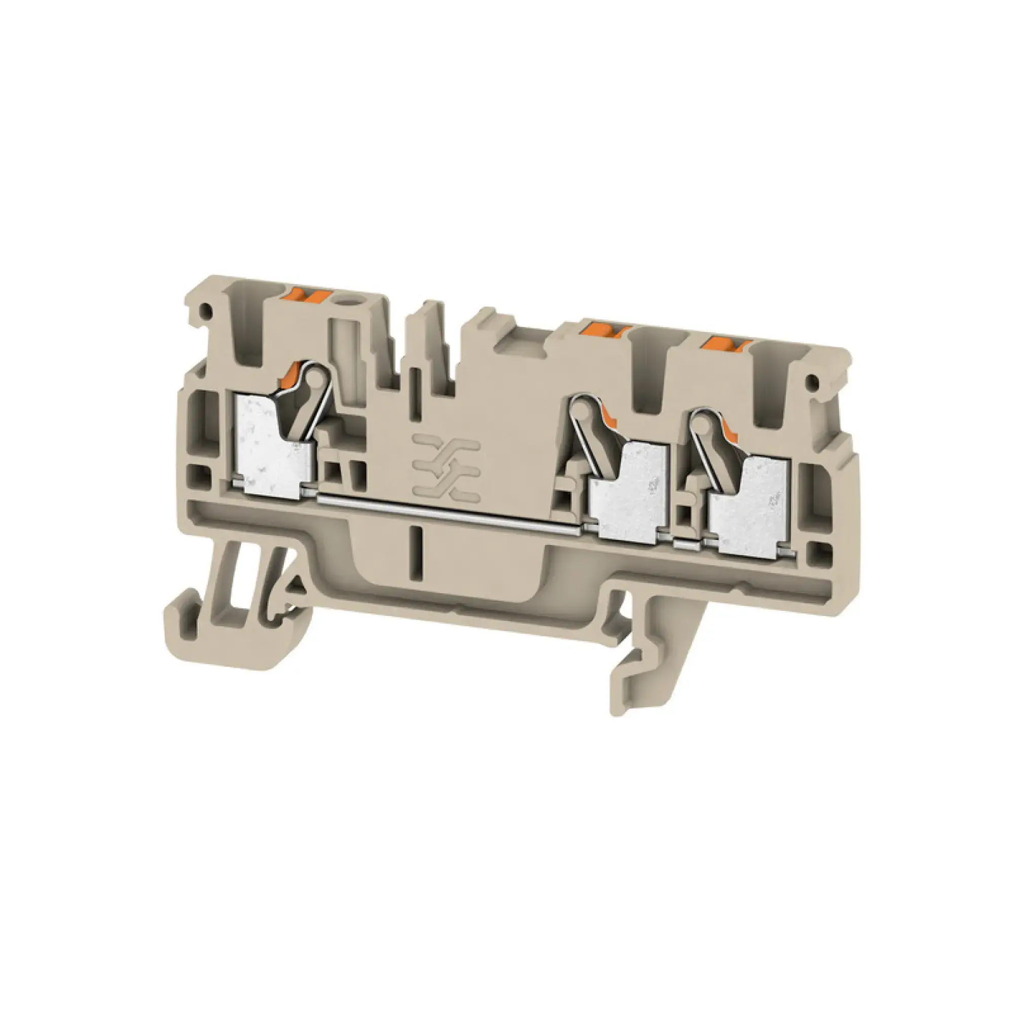 Weidmüller 1521740000 Feed-through terminal block, PUSH IN, dark beige, 2.5 mm², 24 A, 800 V, Number of connections: 3 (img_001)