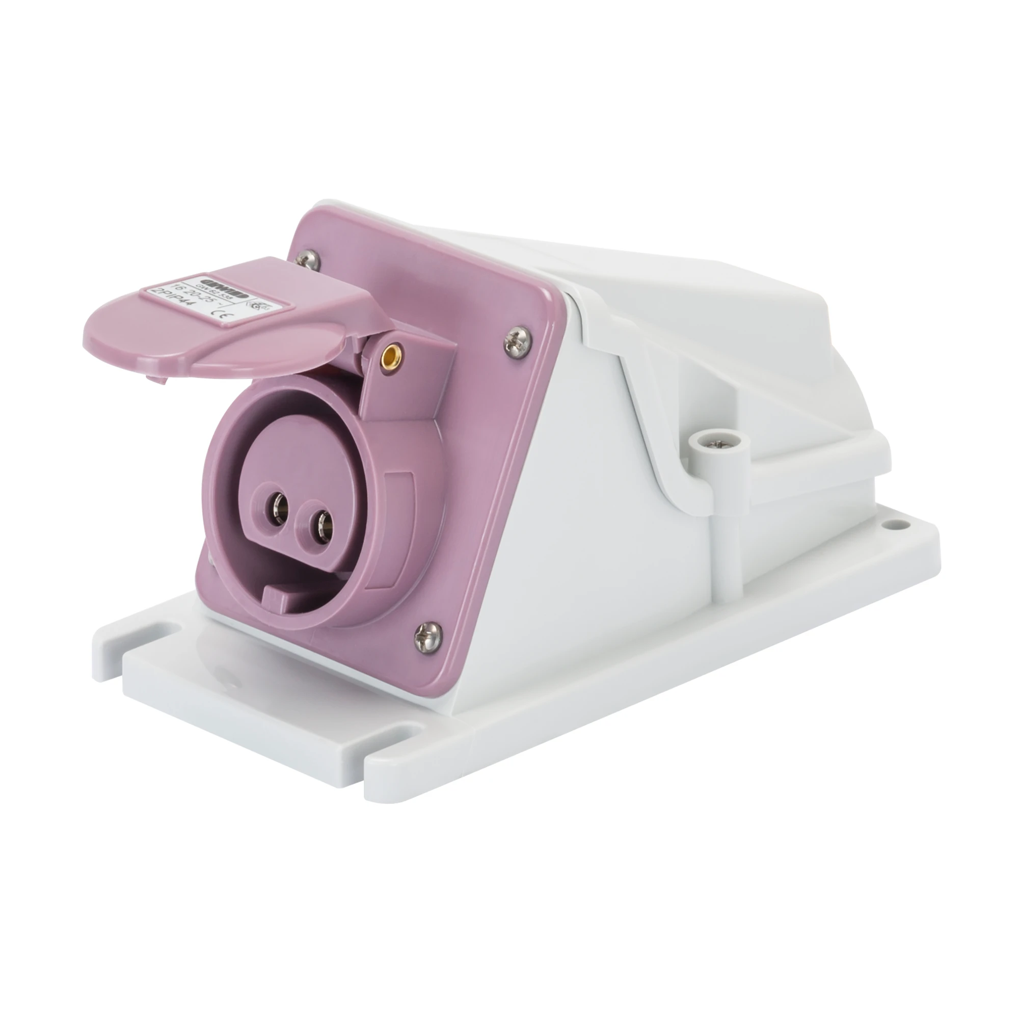 GEWISS GW62548 90° ANGLED SURFACE-MOUNTING SOCKET-OUTLET - IP44 - 3P 32A 20-25V 50-60HZ - VIOLET - n.r. - SCREW WIRING (img_001)