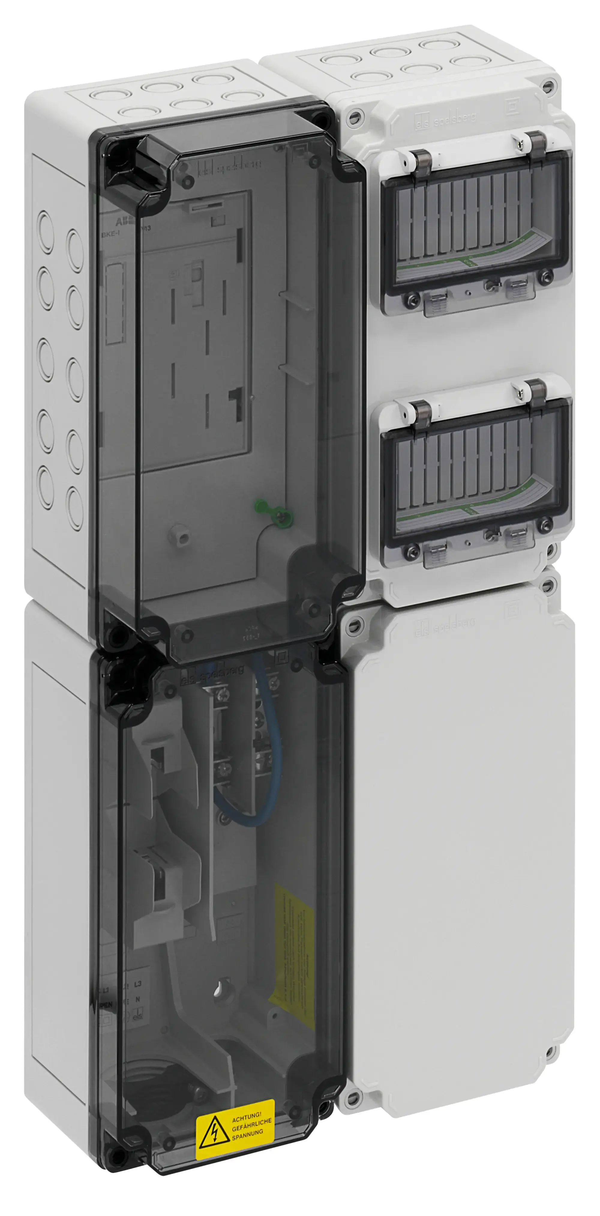 Spelsberg 75952001 Meter distribution, Type of protection IP54/IP65 , Impact strength IK07, Protection class II, Rated insulation voltage 400V AC, Halogen free (img_001)