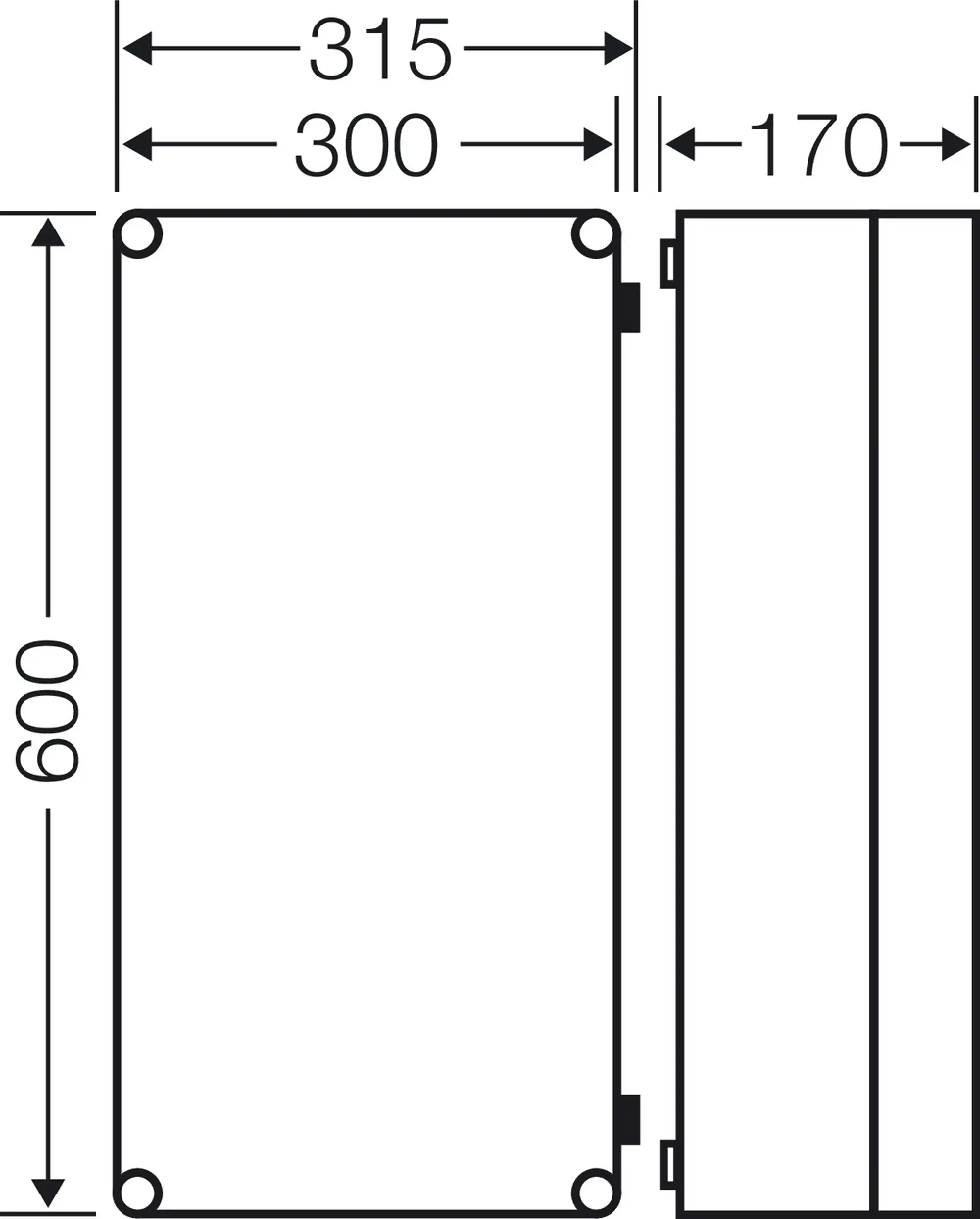 Hensel 20001053 Mi-Einzelleergehäuse, Einbaumaße 275x575x146mm, transparenter Deckel Mi 9400 (img_004)
