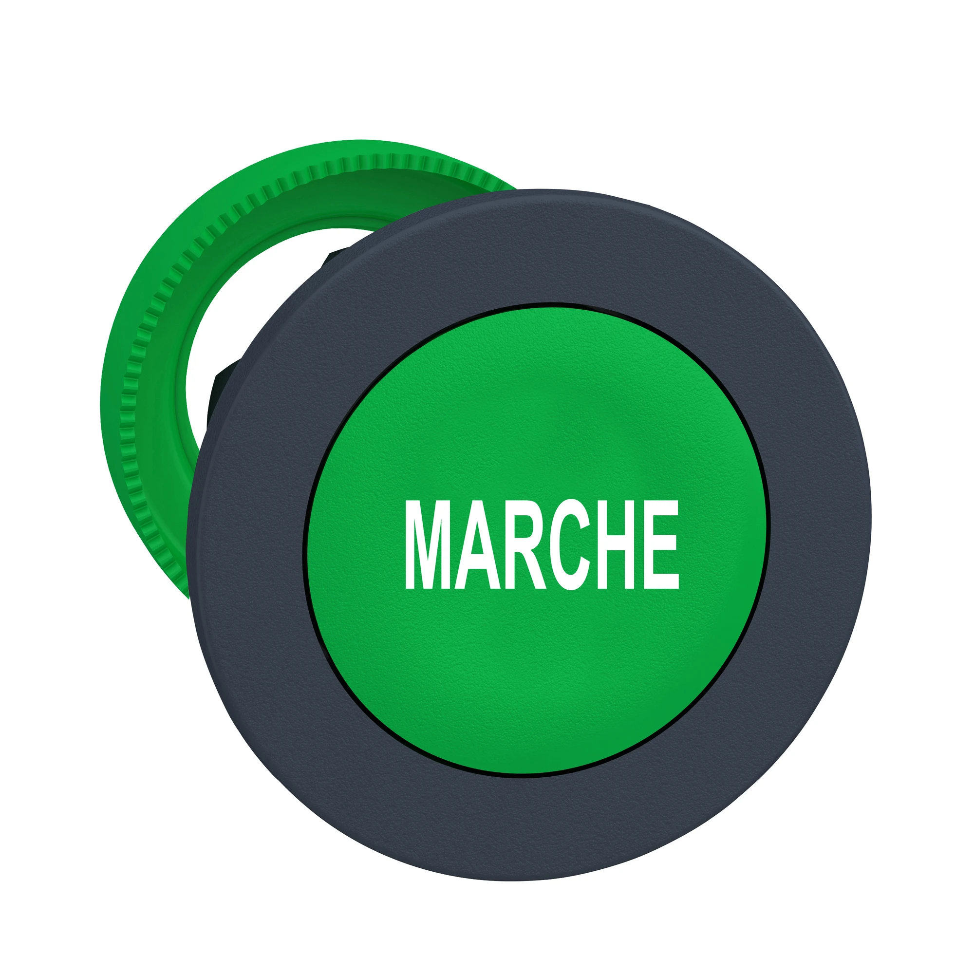 Schneider Electric ZB5FA342 Pushbutton, front element, Harmony XB5F, plastic, 30mm, green, labeled MARCHE, momentary (img_001)