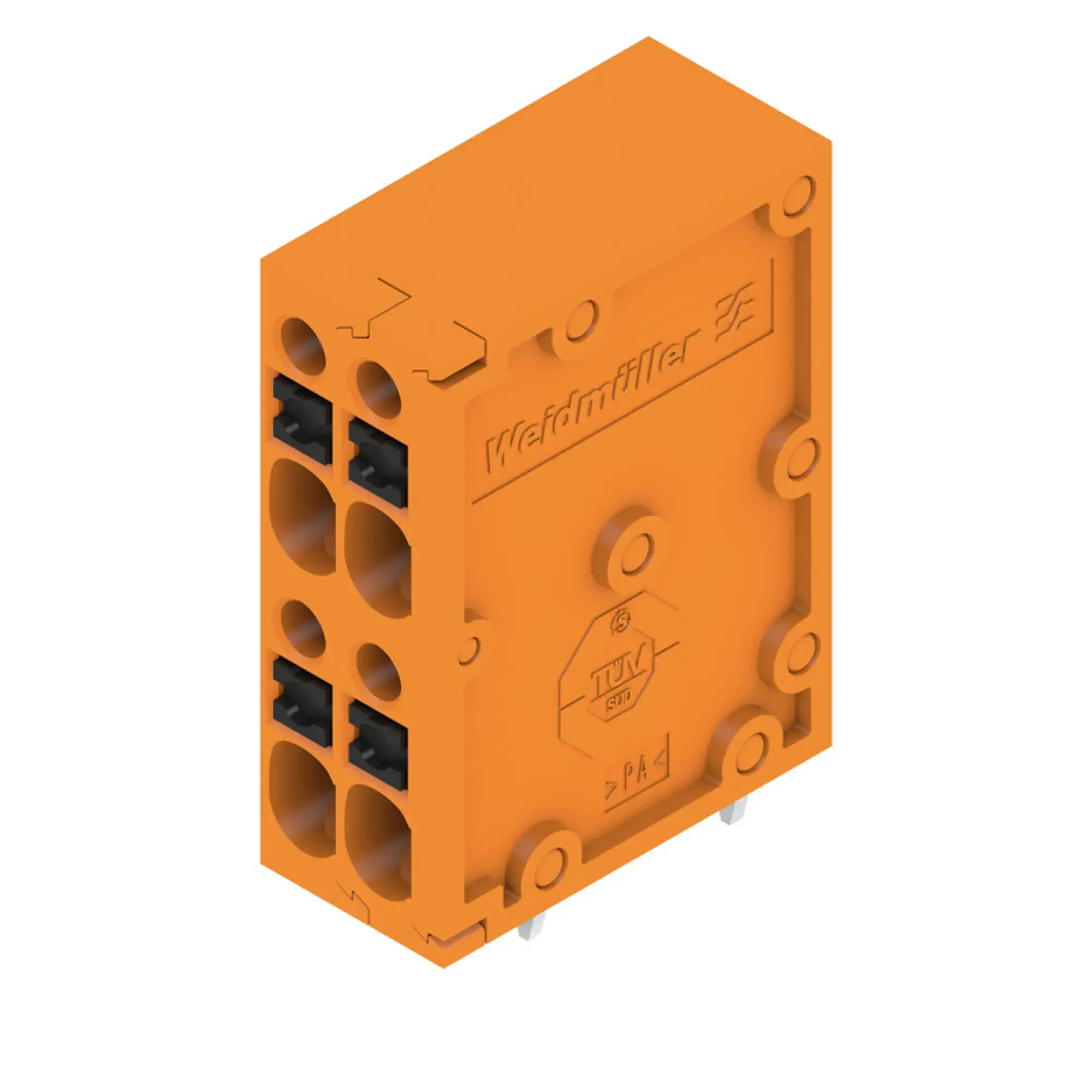 Weidmüller 2000940000 PCB terminal, 200 V, 17.5 A, Pitch in mm: 3.50, 1.5 mm², Number of poles: 4, PUSH IN with actuator, THT solder connection, 90°, Box (img_001)
