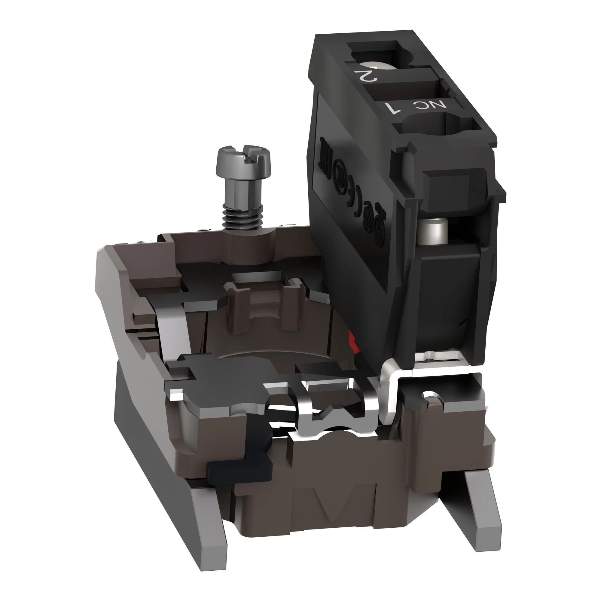 Schneider Electric ZB4BZ102TQ Auxiliary contact block with mounting flange, Harmony XB4, metal, 22mm, 30mm, 1NC, screw terminal, bulk packaging (img_007)