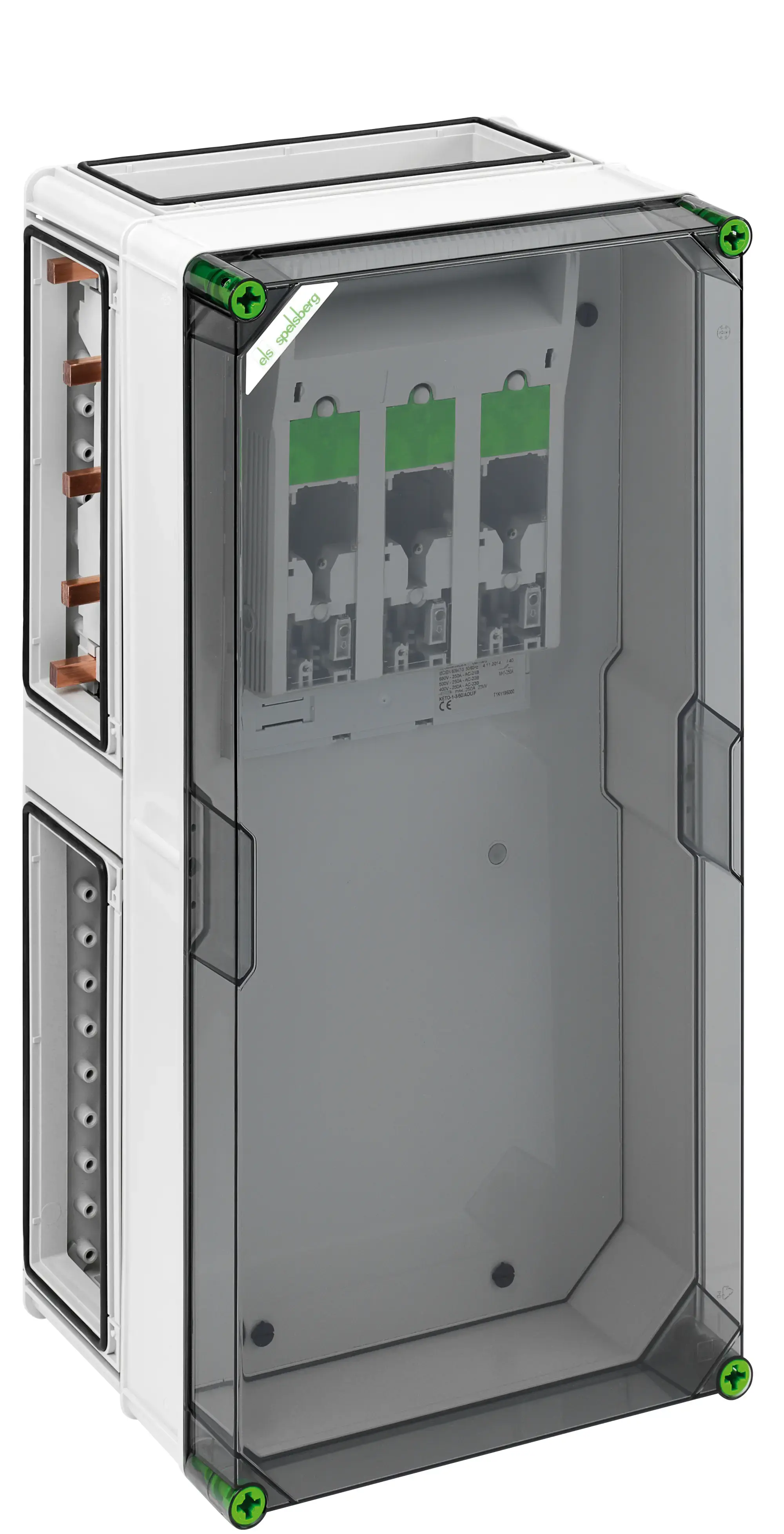Spelsberg 04611701 NH fuse enclosure, Type of protection IP65, Impact strength IK08, Protection class II, Rated voltage 690V AC, Halogen free (img_001)