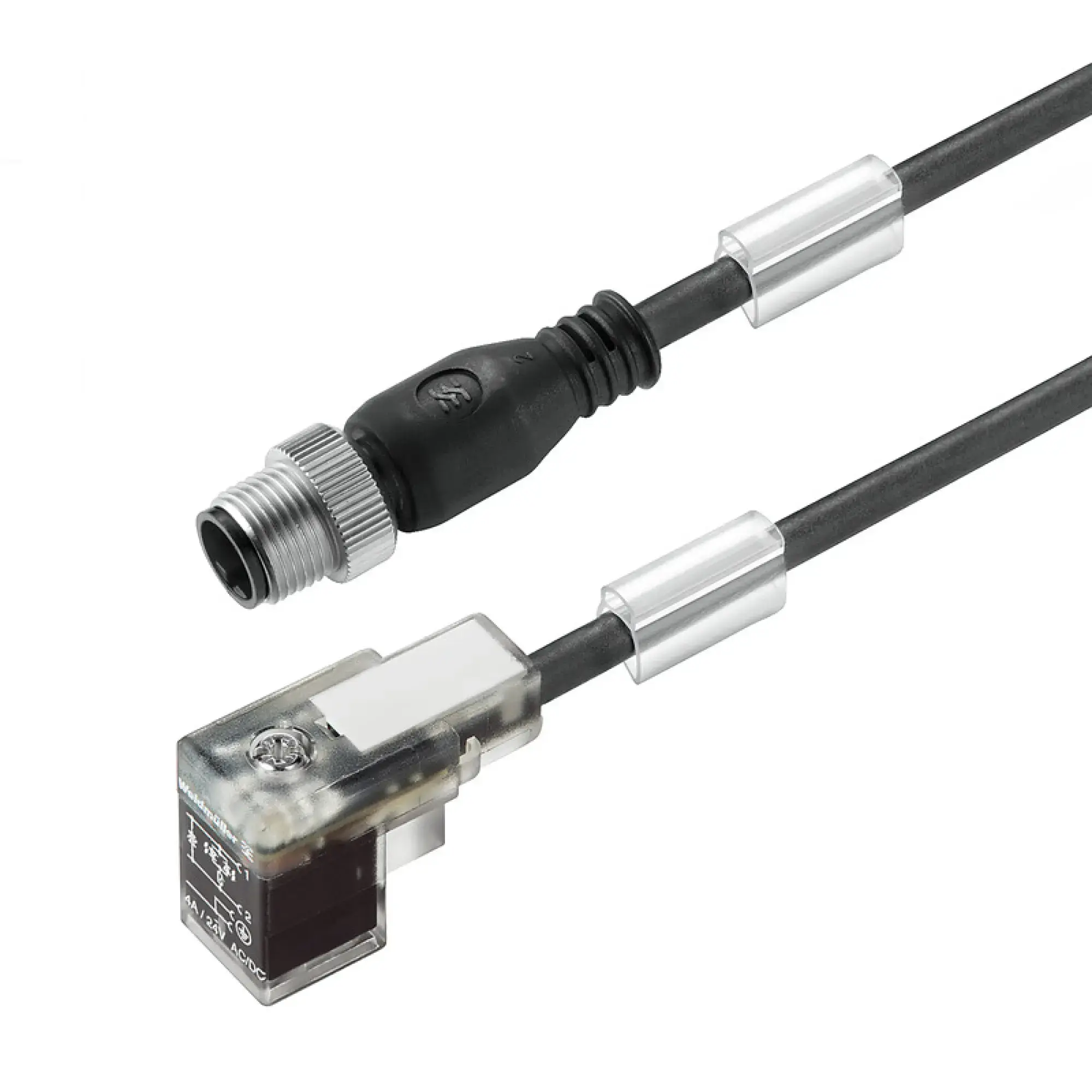 Weidmüller 9456170030 Valve cable (assembled), Straight plug - valve plug, DIN design C (8 mm), M12 = A-coded, Cable length: 0.3 m, PUR, black (img_002)
