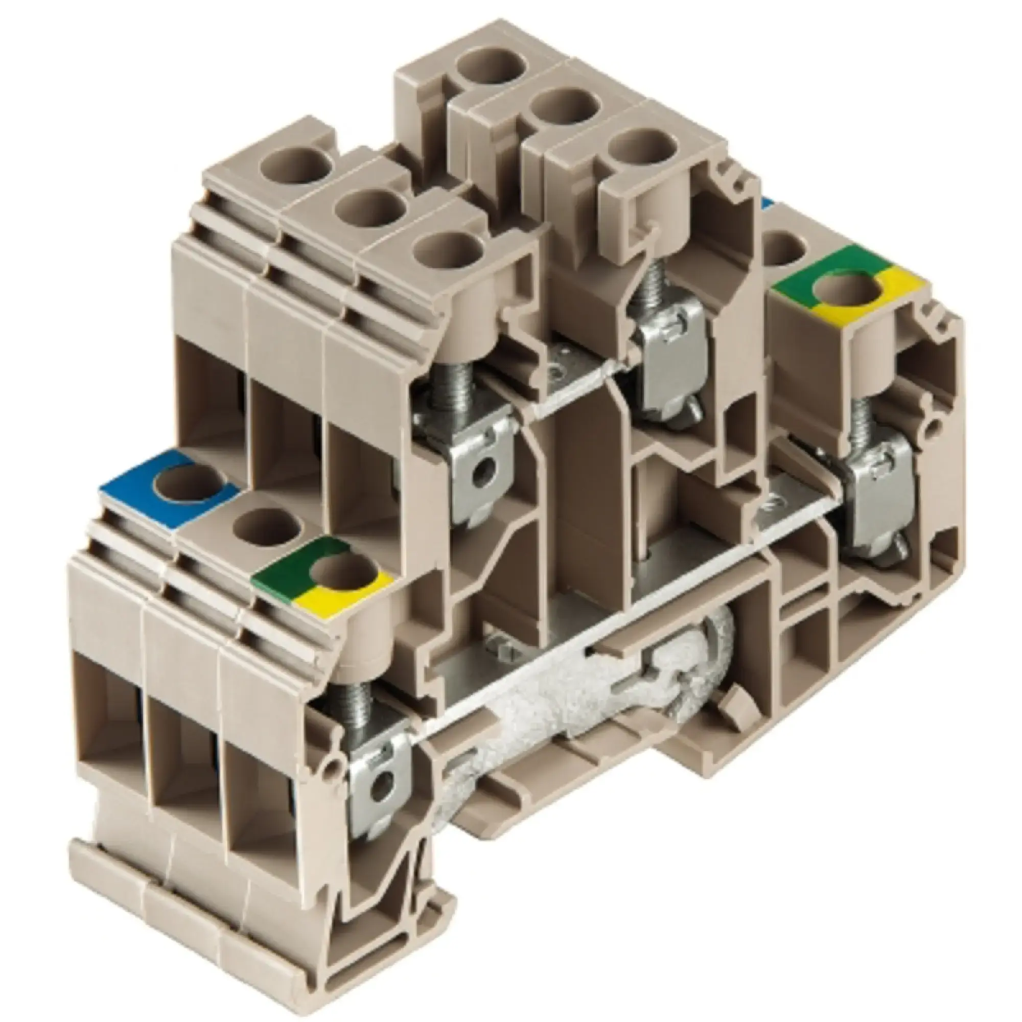 Weidmüller 1415540000 Multi-tier modular terminal, Screw connection, dark beige, 10 mm², 800 V, 800 V, Number of connections: 12, Number of levels: 2, TS 35, V-0, Wemid (img_001)