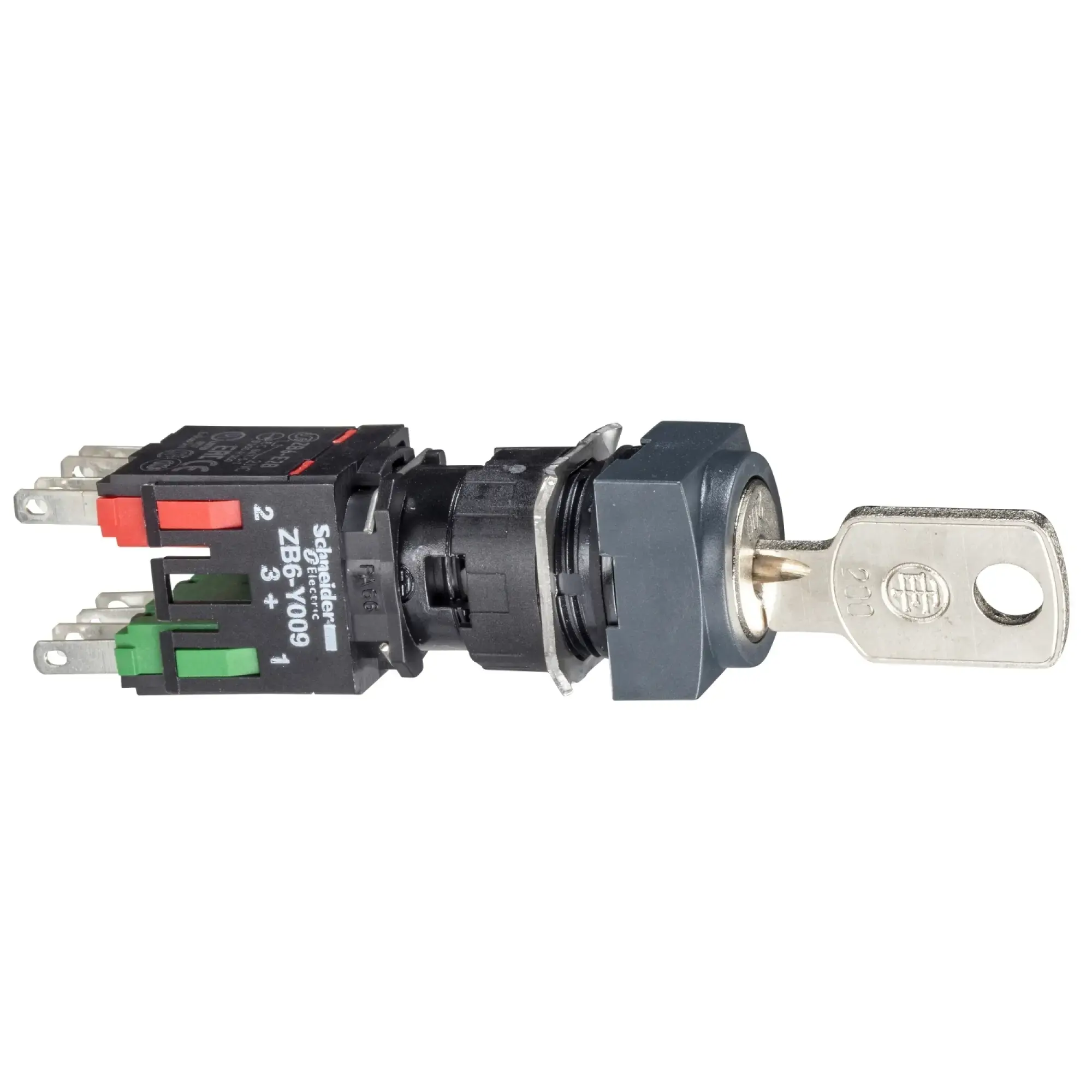 Schneider Electric XB6CGH5B Key switch, square Ø 16, 3 positions, plastic front, 1NO+1NC (img_002)