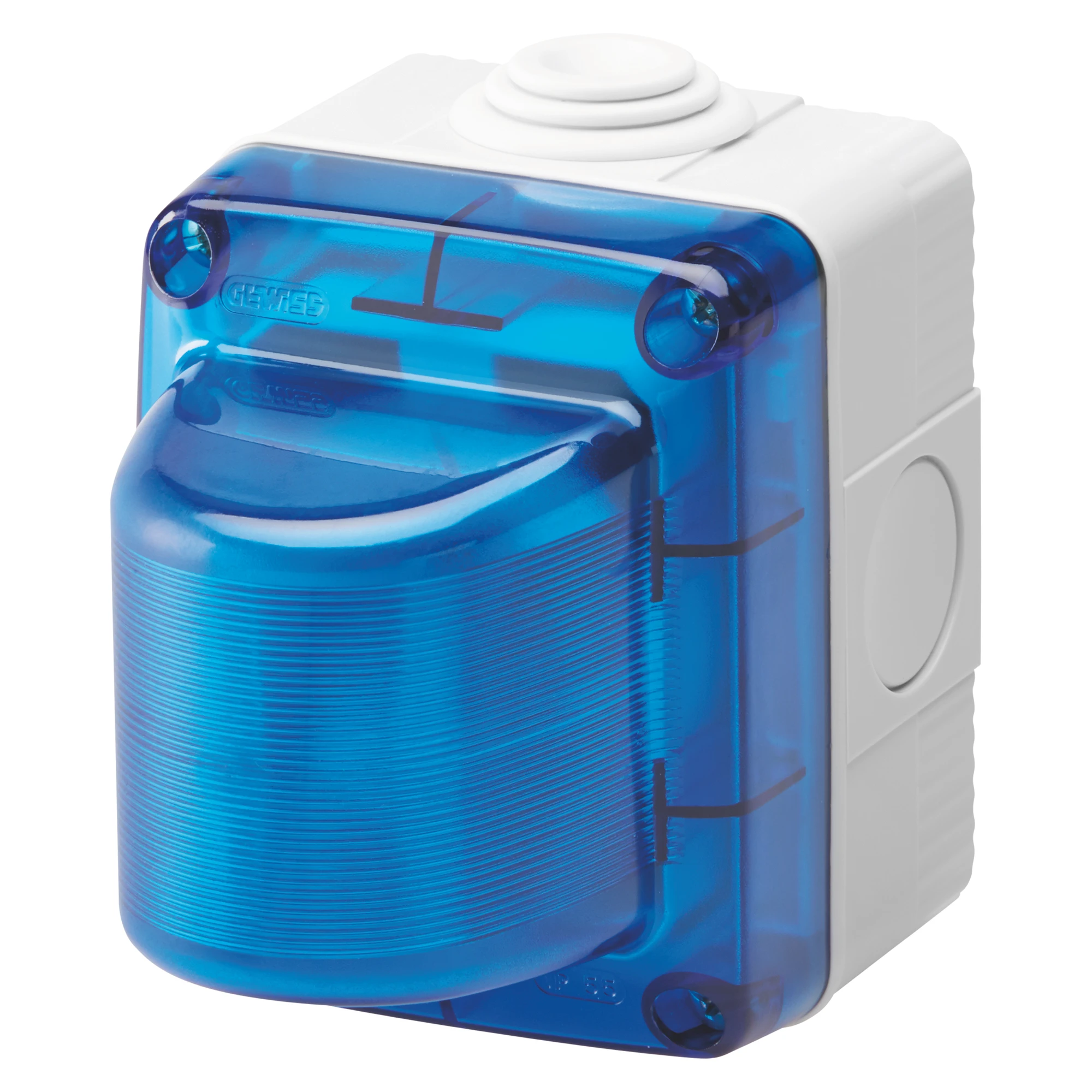 GEWISS GW27419 INDICATOR LAMPS - 15W - 230V - LIGHT BLUE DIFFUSOR - IP55 - GREY RAL 7035 (img_001)