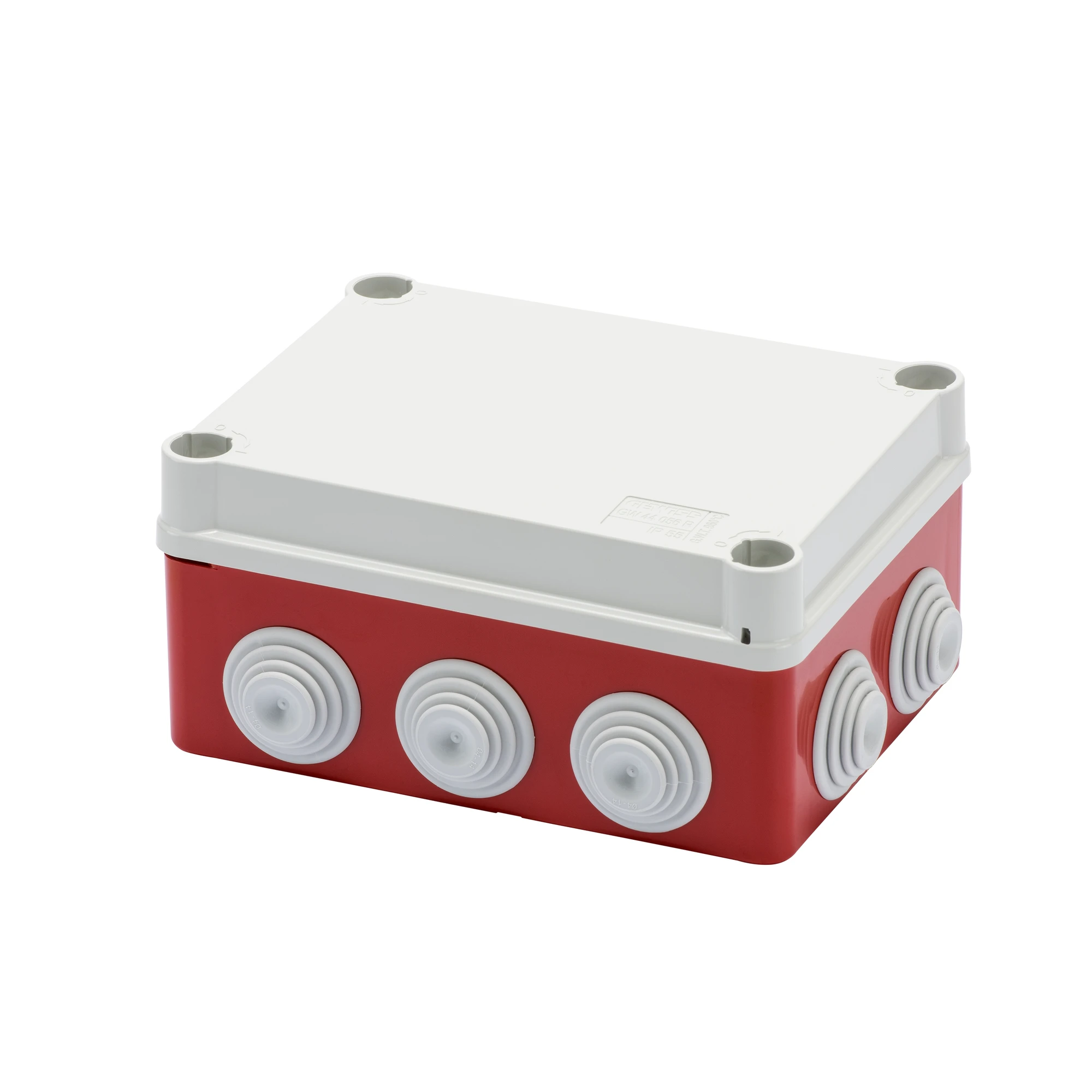 GEWISS GW44056R Abzweigkasten 150x110x70mm IP55 mit 10 Kabeltuellen M25 GWT 960°C rot (img_001)