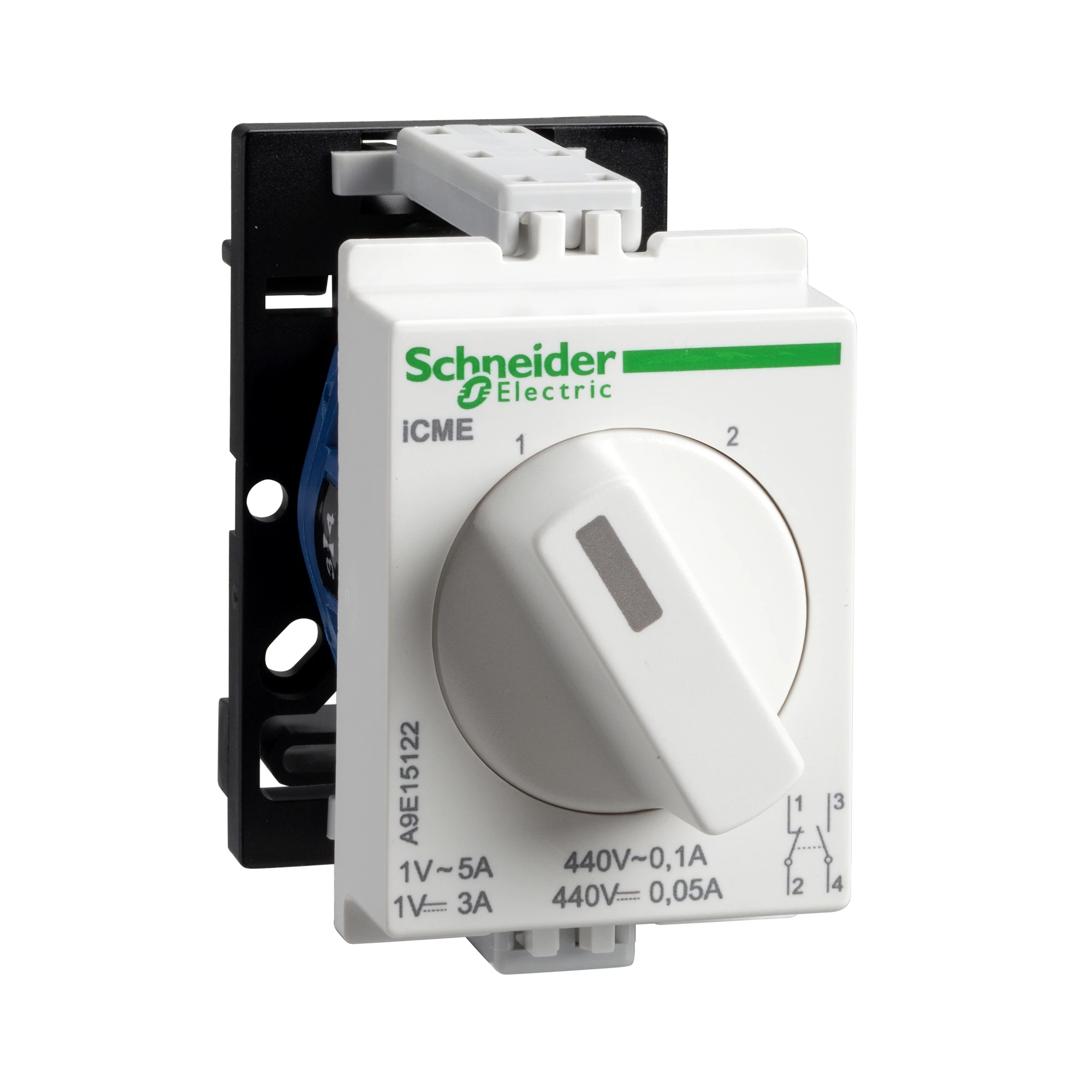 Schneider Electric A9E15122 Selector Switch iCME, 1NC+1NO, 2 Pos., 10A, Voltage Range 30mV - 440V AC/DC (img_001) Schneider Electric A9E15122 Selector Switch iCME, 1NC+1NO, 2 Pos., 10A, Voltage Range 30mV - 440V AC/DC (img_001)