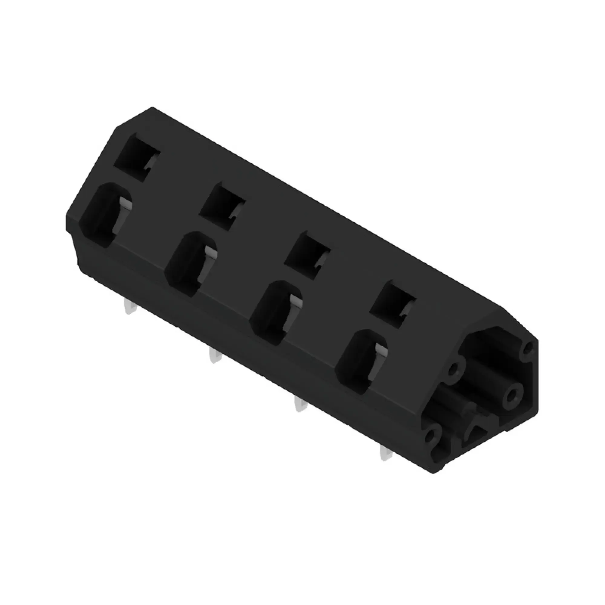 Weidmüller 1953140000 PCB terminal, 1000 V, 24 A, Pitch in mm: 10.00, 2.5 mm², Number of poles: 4, Tension-clamp connection, THT solder connection, 135°, Box (img_001)