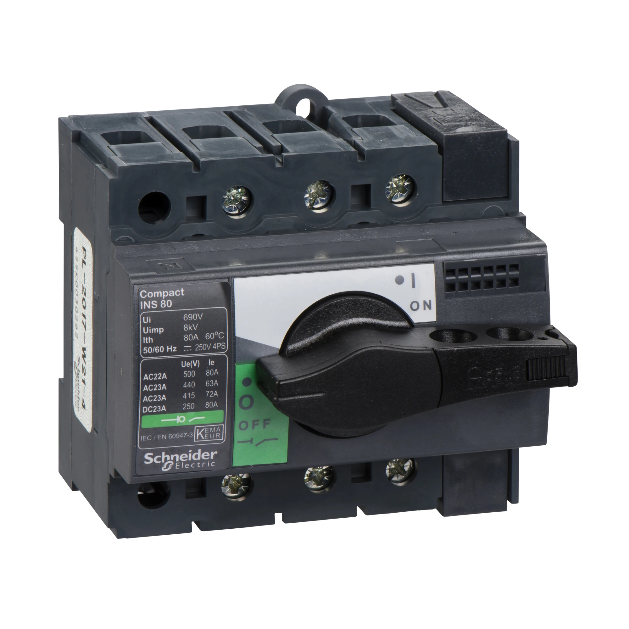 Schneider Electric 28904 Load disconnect switch INS80,3P, 80A/690V AC/250V DC, rotary drive black (img_001) Schneider Electric 28904 Load disconnect switch INS80,3P, 80A/690V AC/250V DC, rotary drive black (img_001)